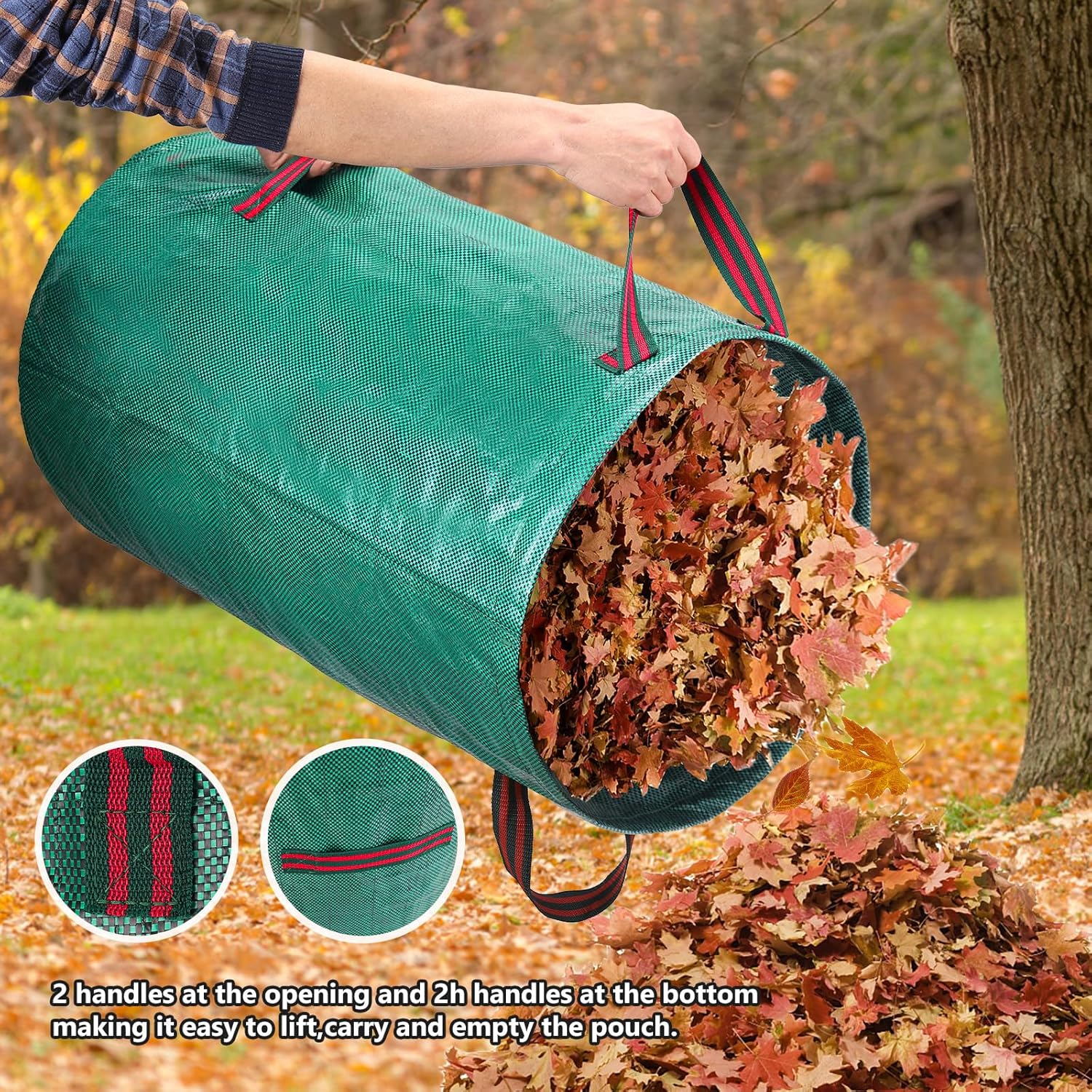 Thumbnail 2 de Heavy Duty Garden Waste Bags with Handles (2x 500L + 1x 120L) – Reusable Waterproof Yard Sack