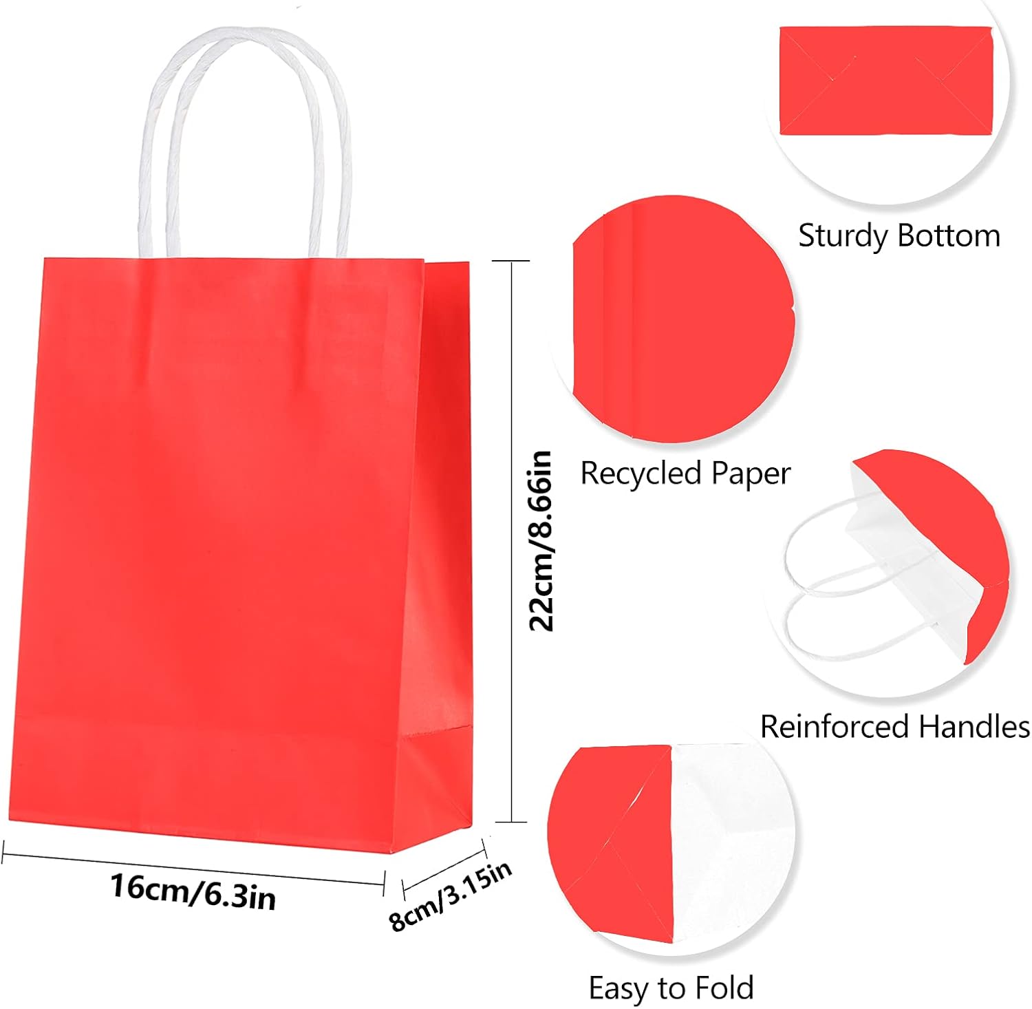 Thumbnail 1 de Ywinler 24 Pieces Paper Gift Bags 22x8x16cm