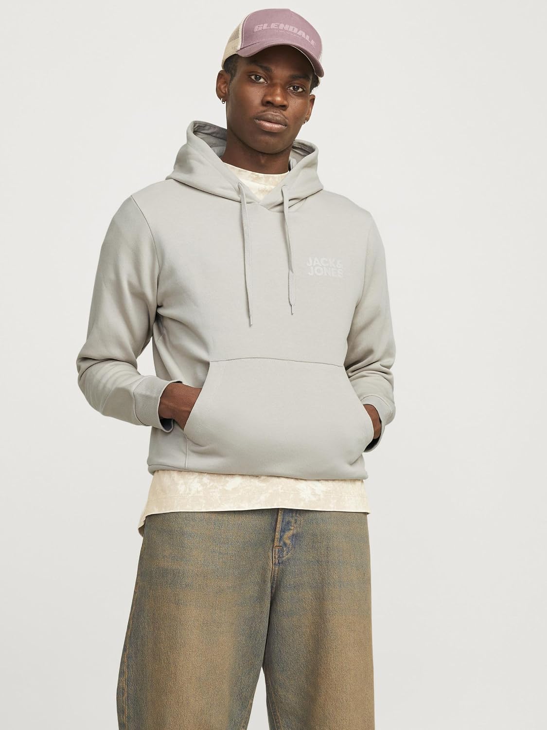 Detalle 2 de JACK & JONES JJECORP felpa con cappuccio Old Logo da uomo, nero, taglio regular