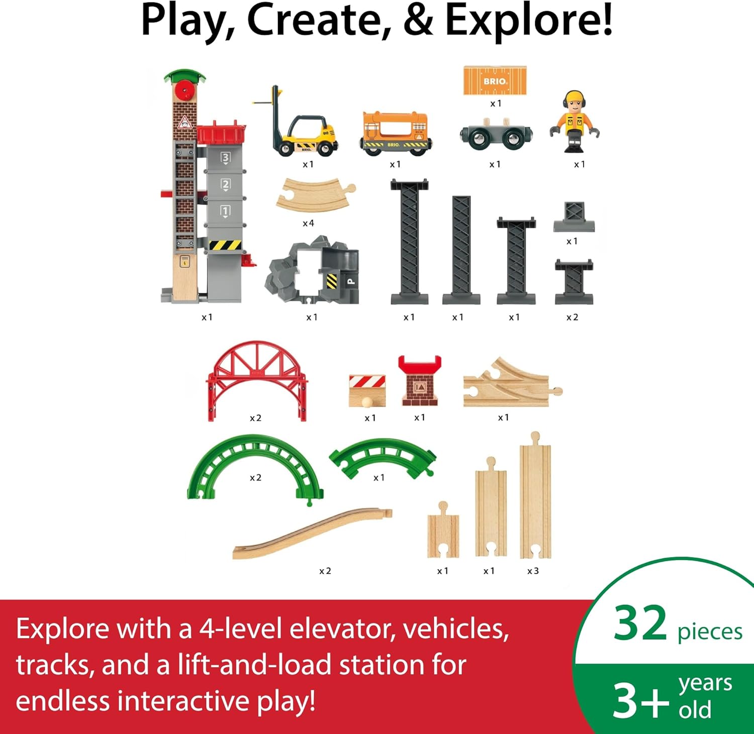 Thumbnail 4 de BRIO World Lift & Load Warehouse Set 32-piece