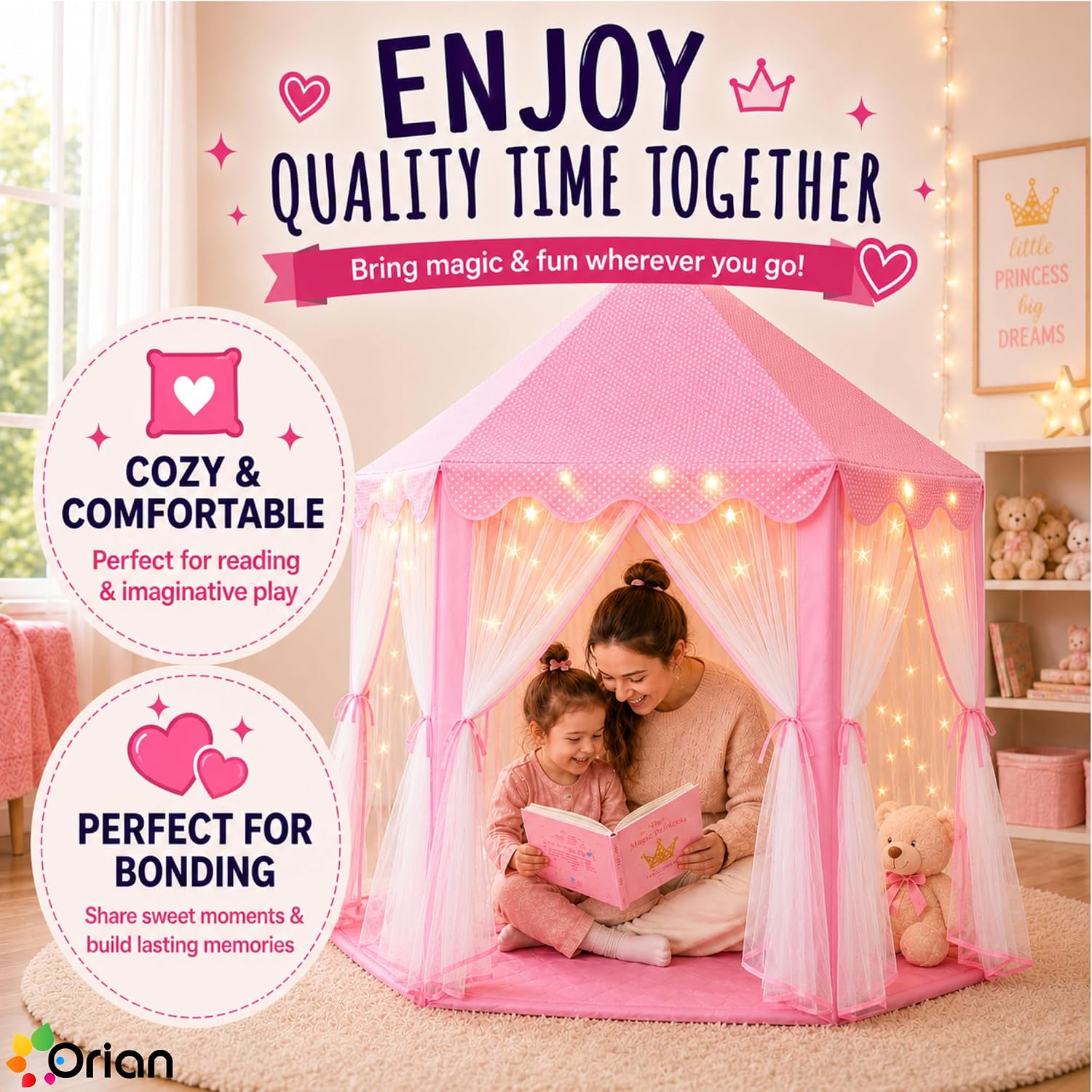 Thumbnail 6 de ORIAN Princess Castle Play Tent 55" ⛺