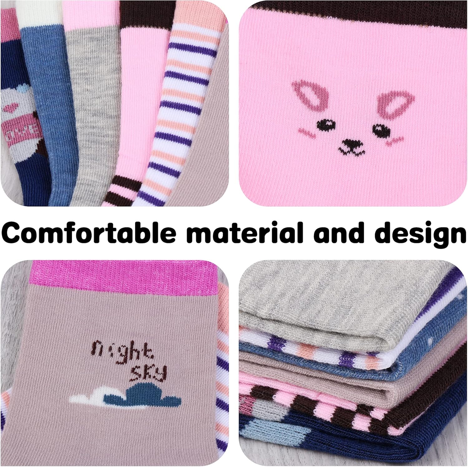 Thumbnail 3 de Lot de 12 chaussettes enfants filles en coton L&K-II motif mignon coloré automne/hiver