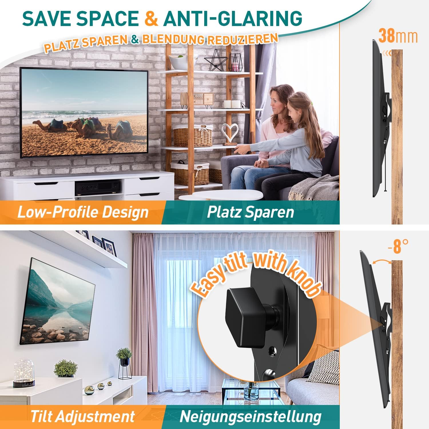 Thumbnail 1 de EV007 ELIVED Neigbare TV Wandhalterung 26–60 Zoll