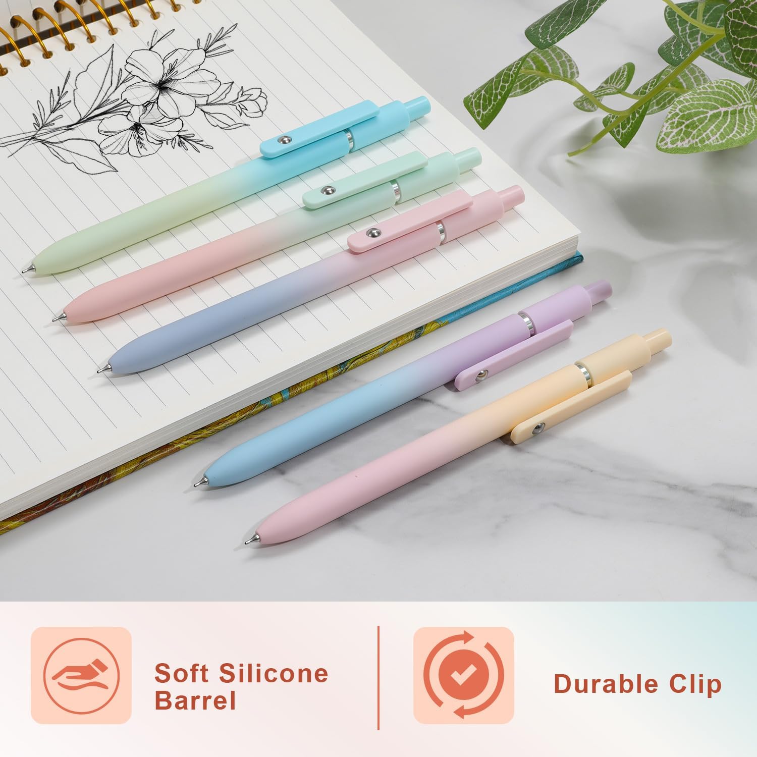 Thumbnail 1 de FIOVER Gelstifte mit schwarzer Tinte, 0,7 mm mittlere Spitze (5 Stück) – glatt schreiben, schnell trocknend