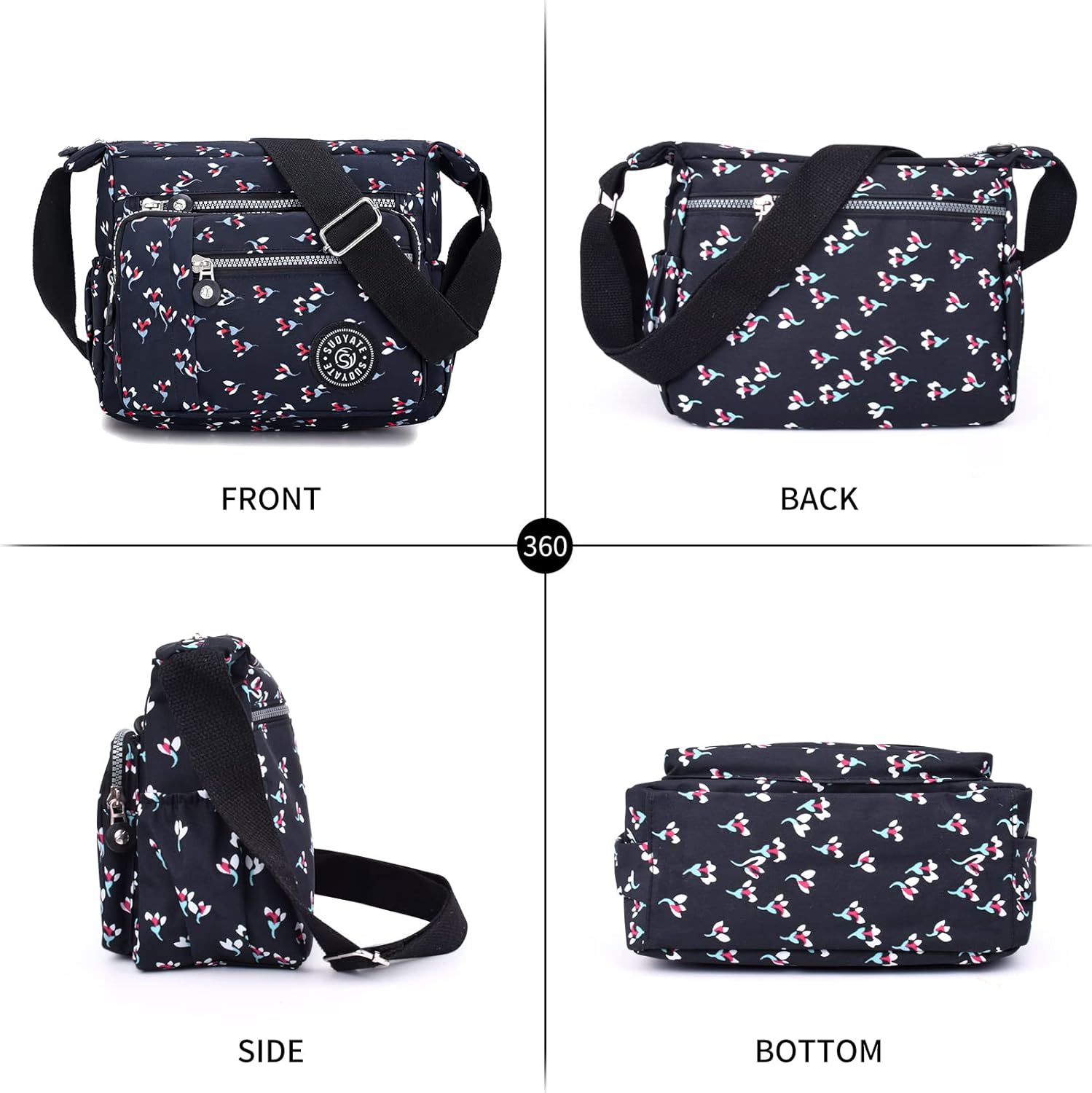 Detalle de ModaZeal Women's Multi-Pocket Nylon Crossbody Bag