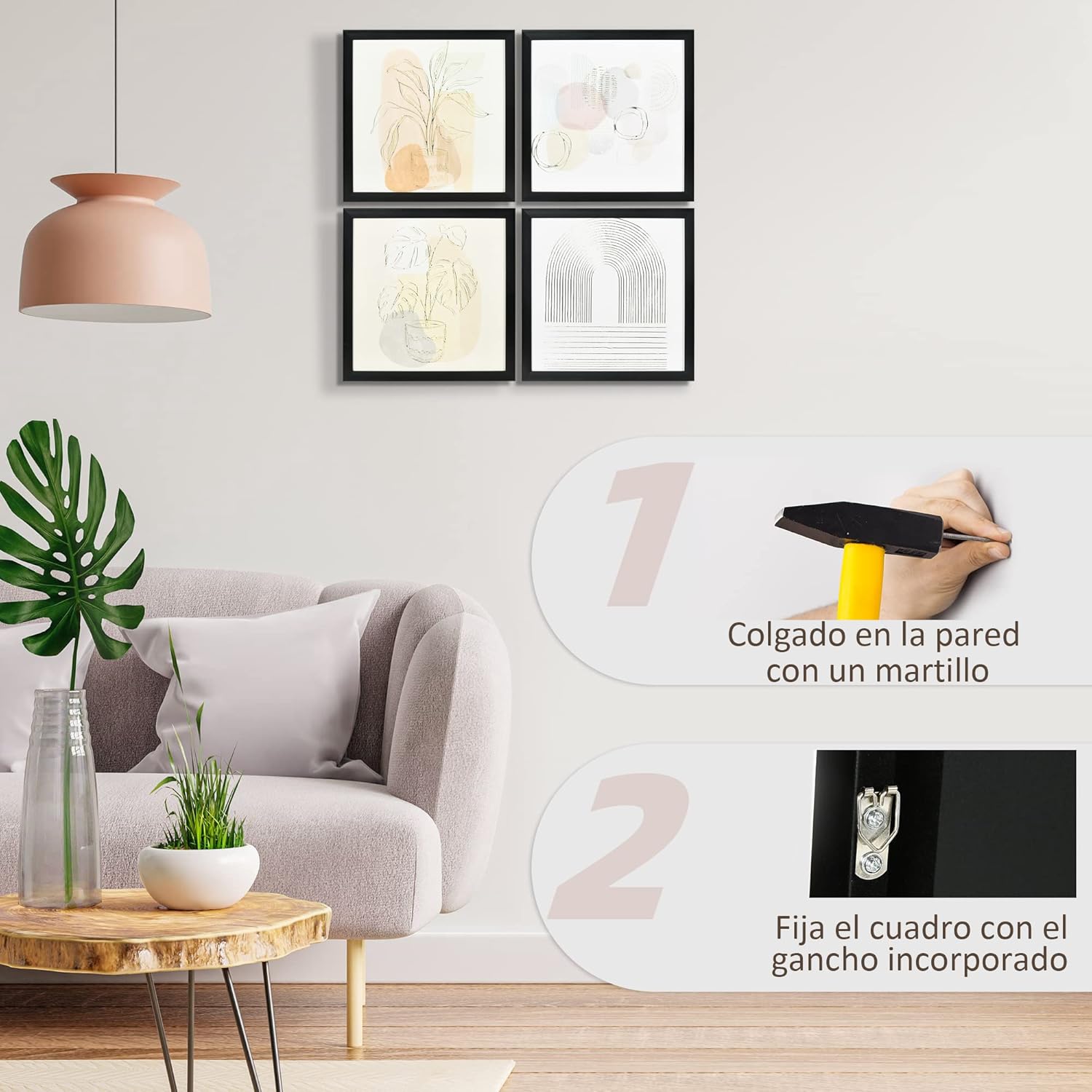 Detalle 2 de HOMCOM Cuadros en Lienzo Moderno 4 Piezas 🎨 Decoración Colorida