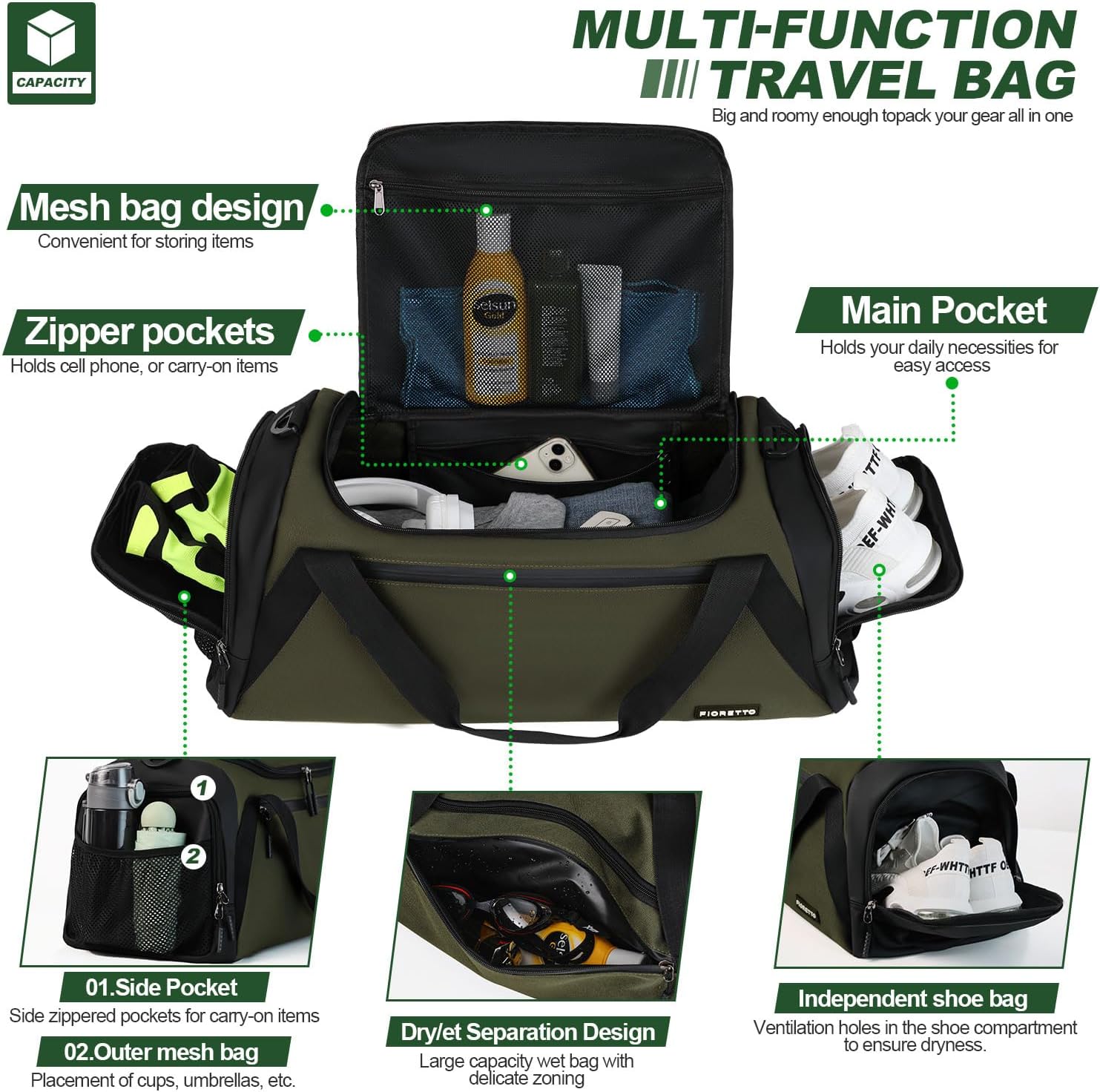 Thumbnail 2 de Mens gym bag with wet pocket