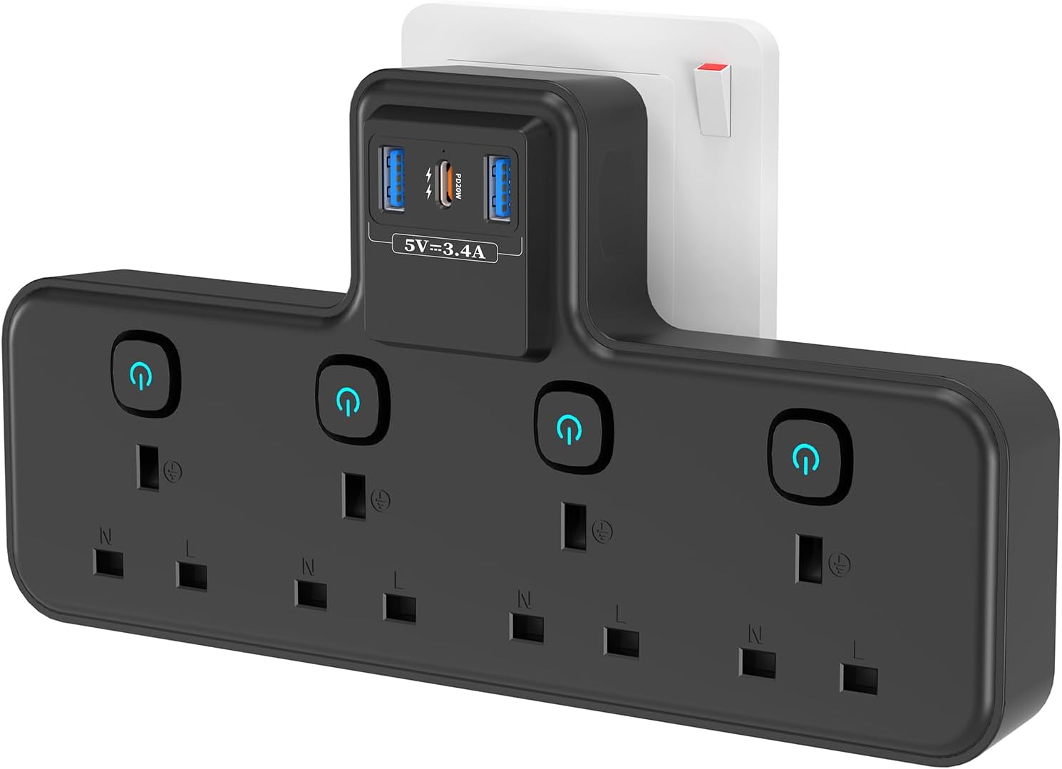 Detalle de PASSUS Multi Plug Extension Socket 3250W with PD20W USB-C ๐