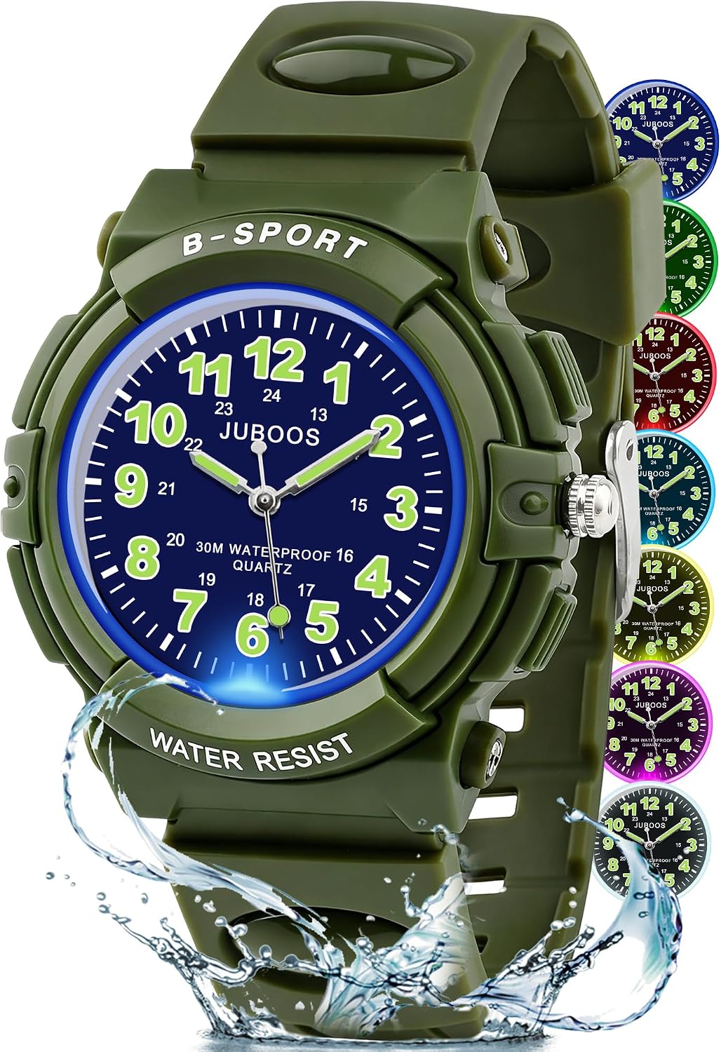 Thumbnail 6 de Juboos Neue 7-Farbige Kinderuhr – Analoge Quarz-Uhr für Jungen & Mädchen, 30 m wasserdicht, mit weichem Armband
