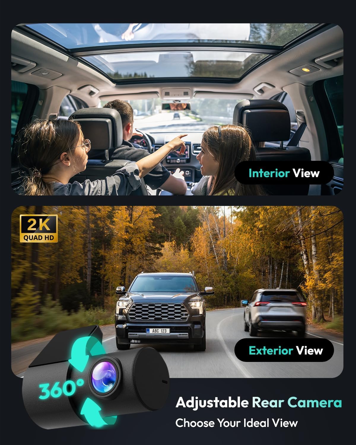 Detalle de BOTSLAB 4K Dash Cam Front and Rear with STARVIS, ADAS, GPS and WiFi (170° front / 150° rear)