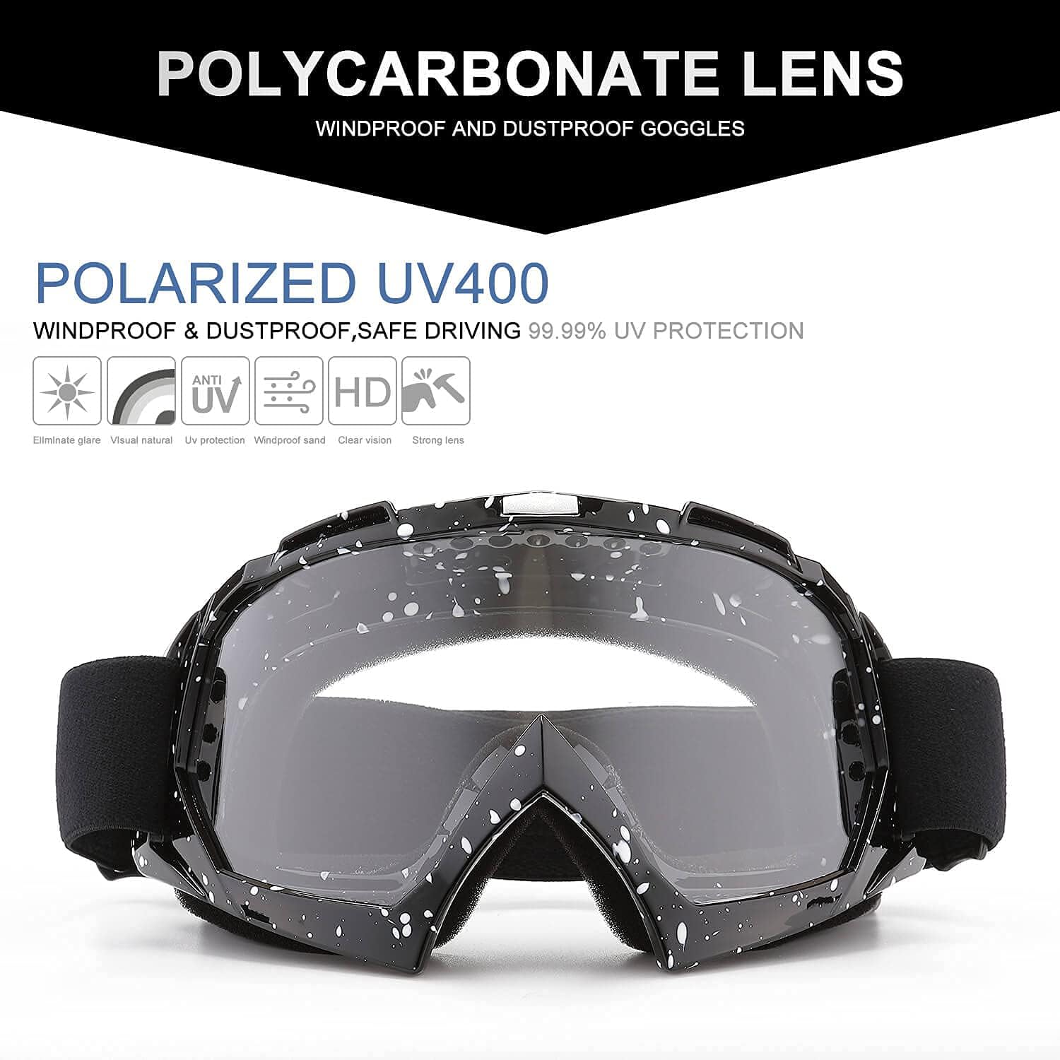 Detalle de FMY Motocross Goggles for Men, Women & Youth – Anti-scratch, Dustproof UV400 ATV/UTV & Dirt Bike Riding Glasses