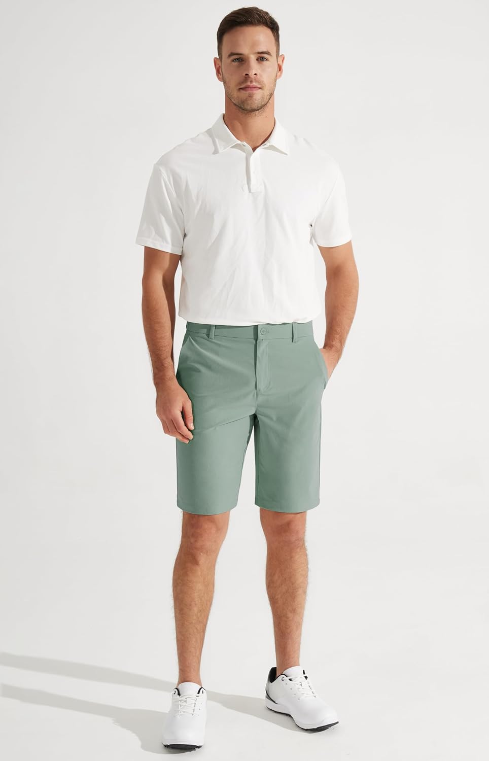 Detalle de Libin Men’s Golf Shorts 7/9" Work Dress Shorts — Lightweight, Quick-Dry, Water-Resistant Flat Front Hybrid Short