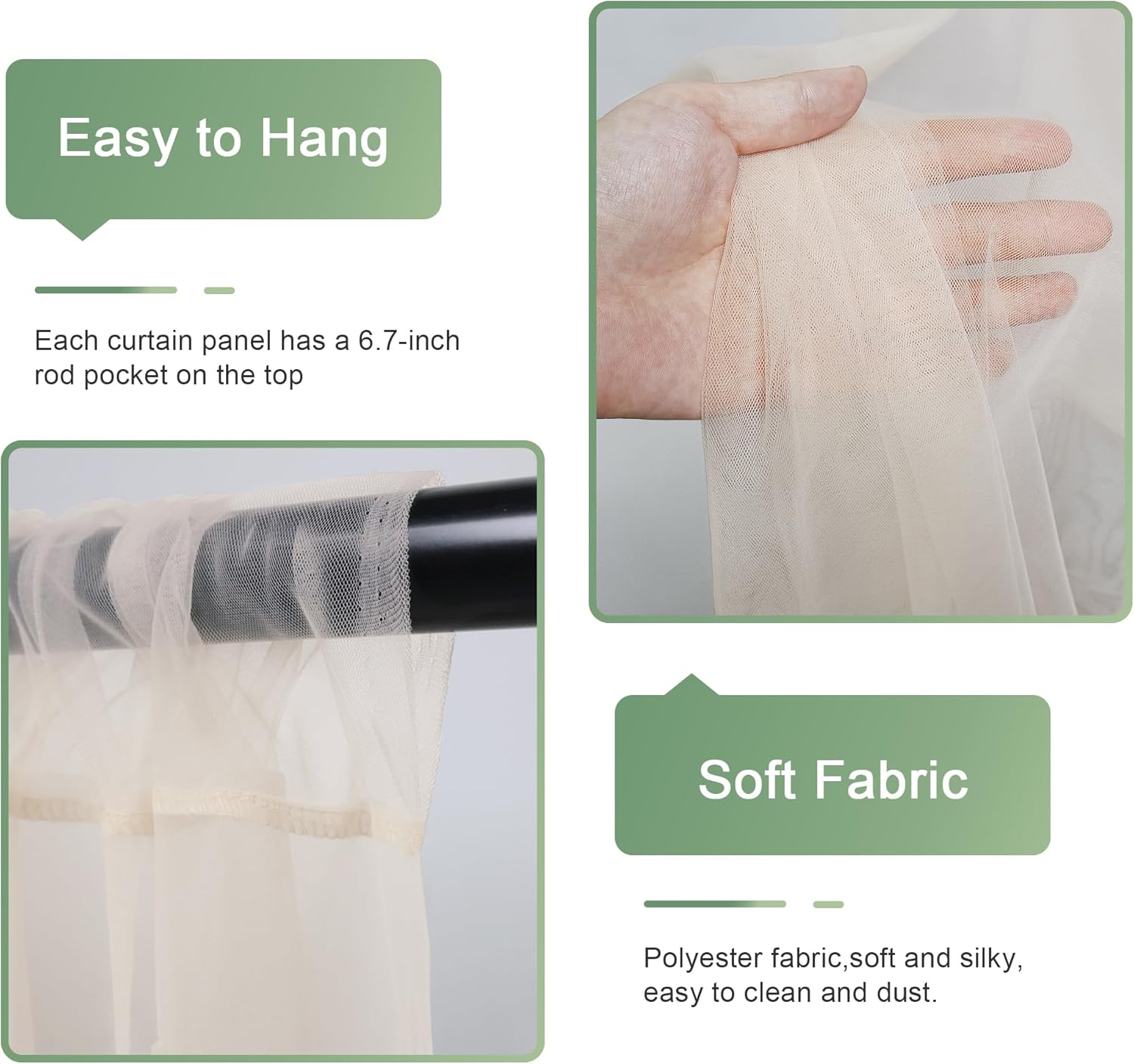 Detalle de Xiomot Tulle Backdrop Curtain with Lights - 4 Panels of 5x8ft Each with USB-Powered String Lights
