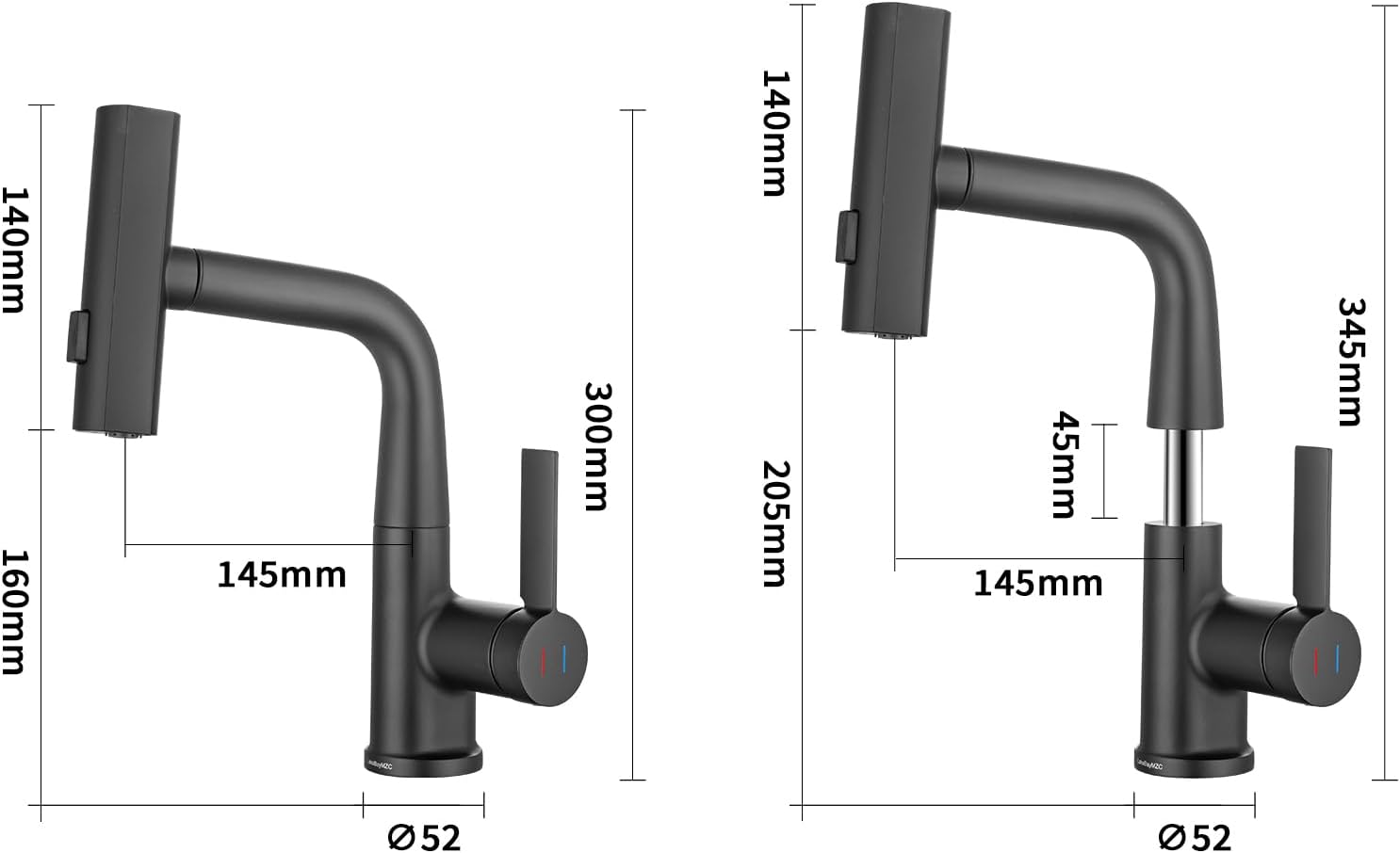 Thumbnail 4 de LakeBayMZC robinet noir mat 30–34,5 cm