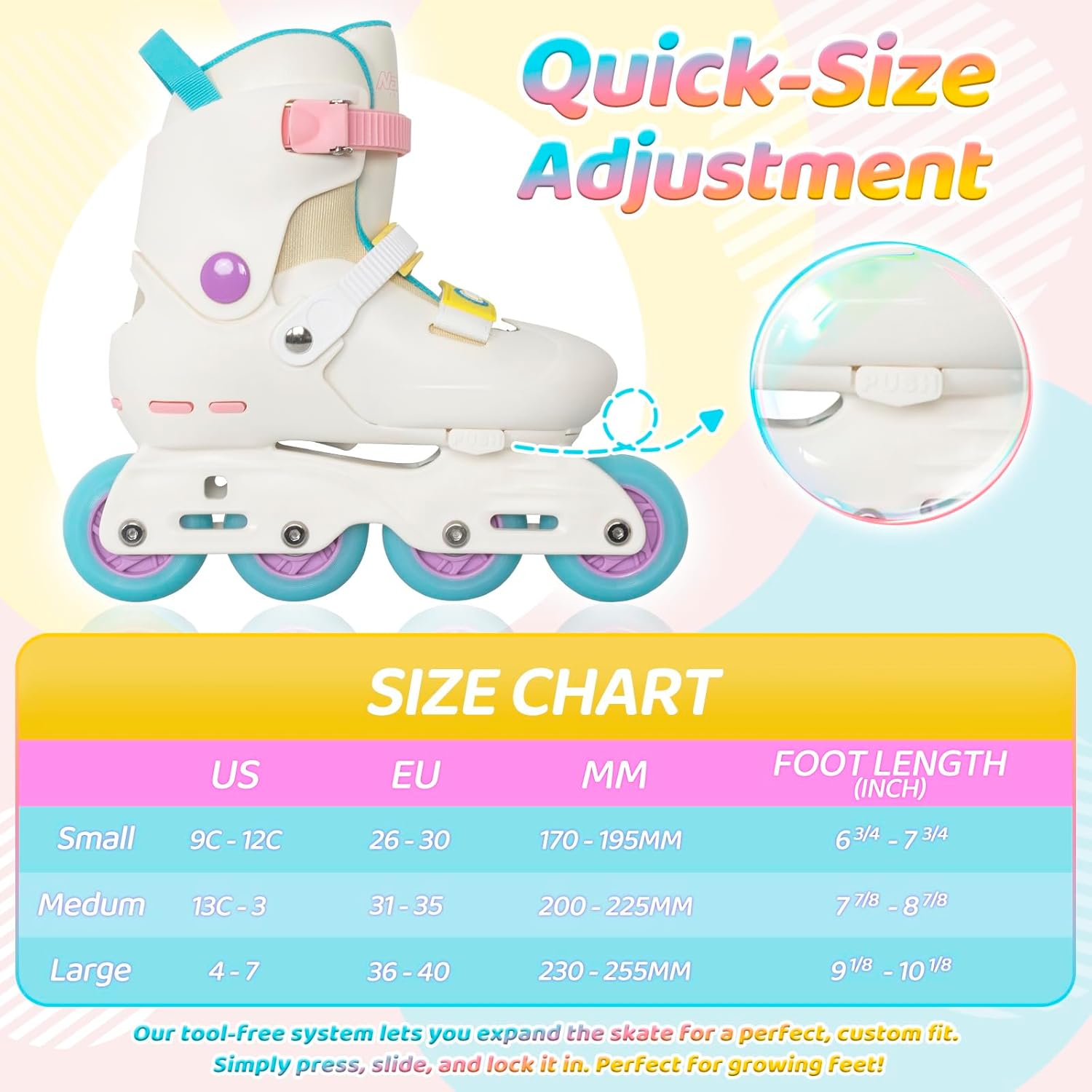 Thumbnail 5 de Nattork Inline Skates for Kids and Teens (4-16), Adjustable 4-Size Fit, High-Performance PU Wheels