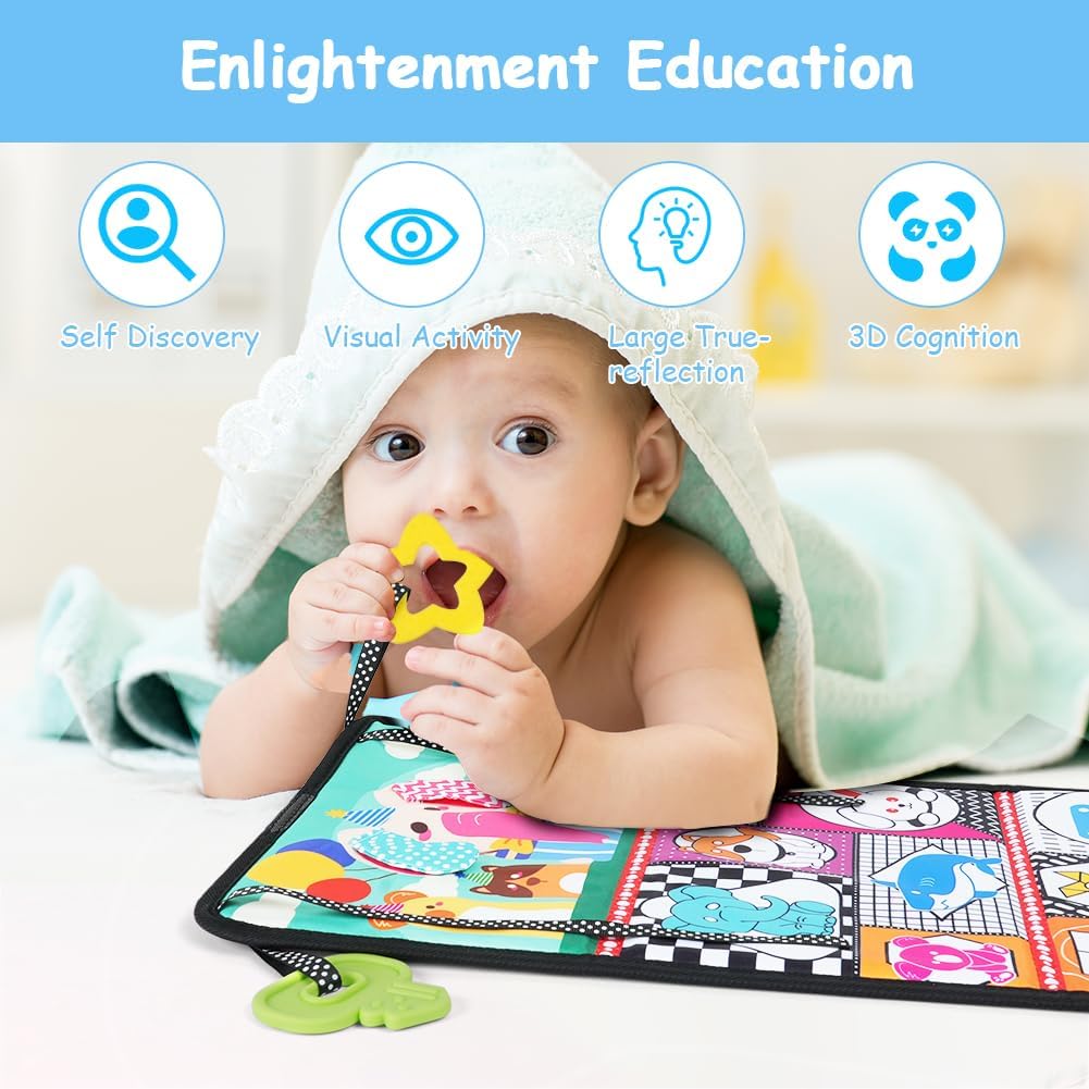 Thumbnail 3 de Aolso Giochi Montessori Libro di Stoffa con Specchio per Neonato 0-12 Mesi (tummy time e stimoli visivi)