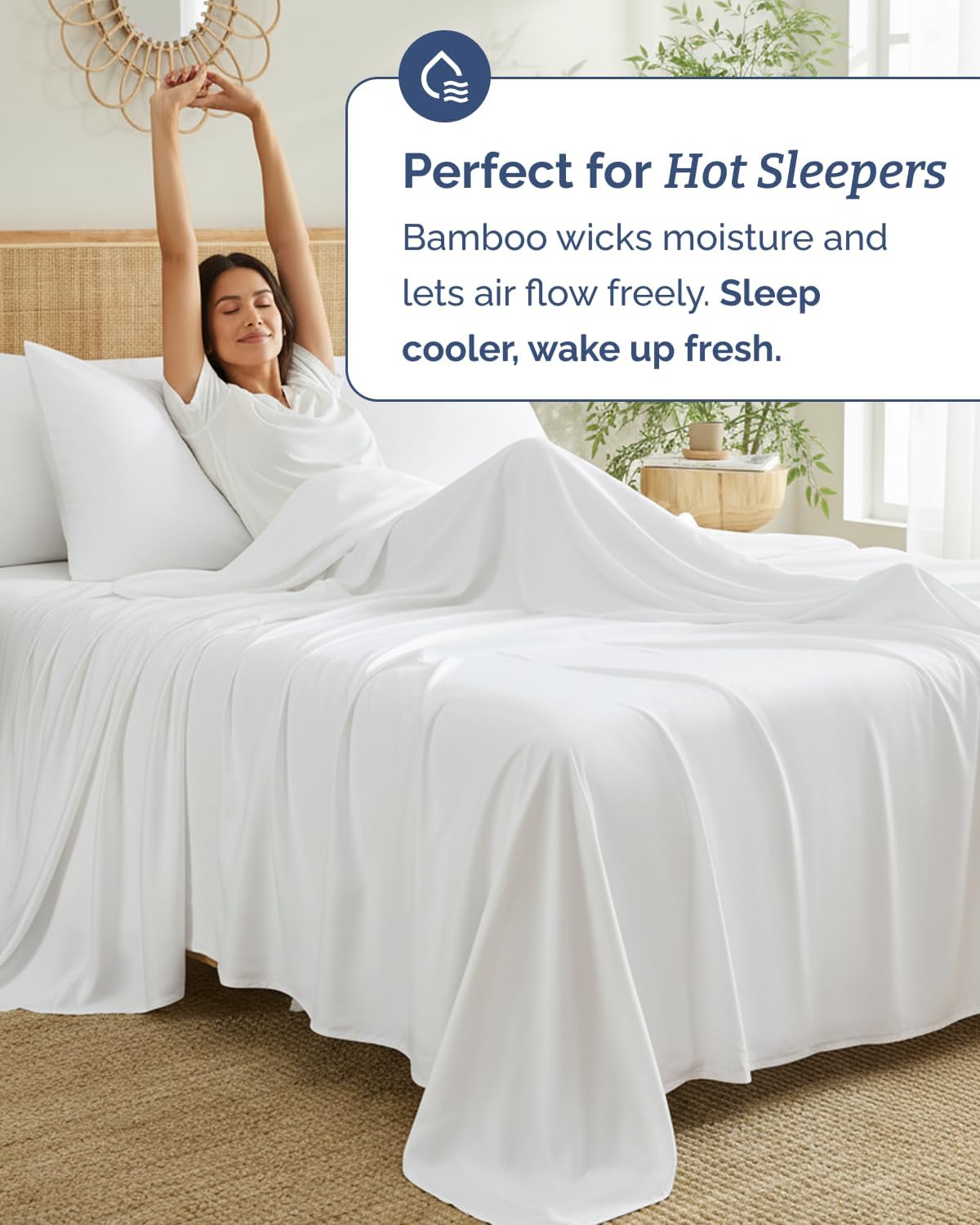 Detalle de Bamboo Sheets Twin Size: 100% Rayon Derived From Bamboo Cooling Set (1 Flat, 1 Fitted, 1 Pillowcase) – Ultra-Soft, Breathable Hotel-Luxury Bedding