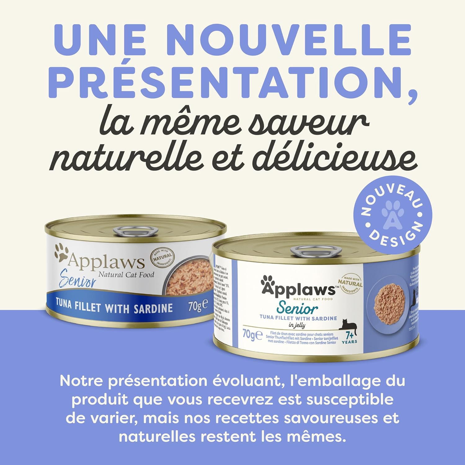 Detalle de Applaws Natural Aliment Humide pour Chats Seniors – Filet de Thon avec Sardine en Gelée, Pack de 24x70g