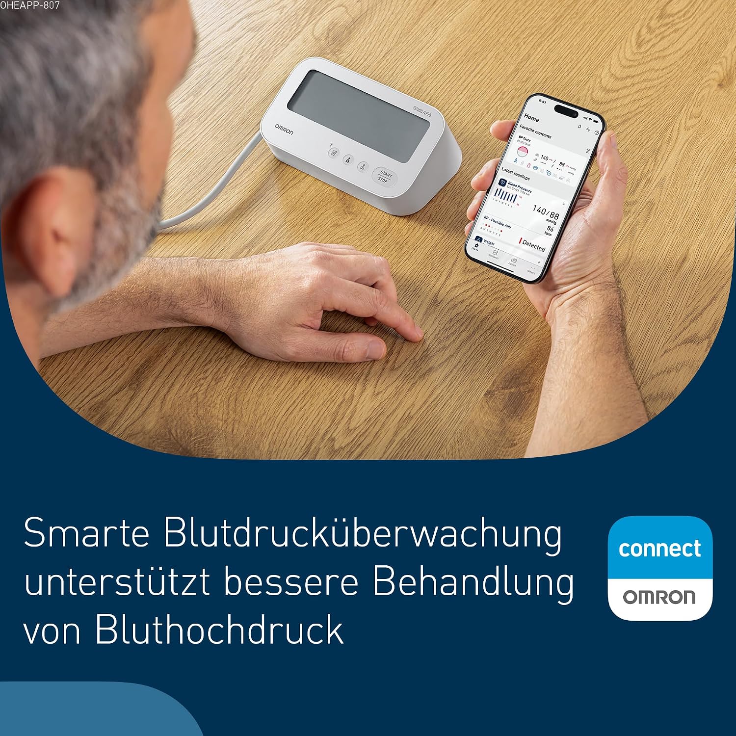 Thumbnail 4 de OMRON X4 Connect AFib Oberarm-Blutdruckmessgerät 22-42 cm