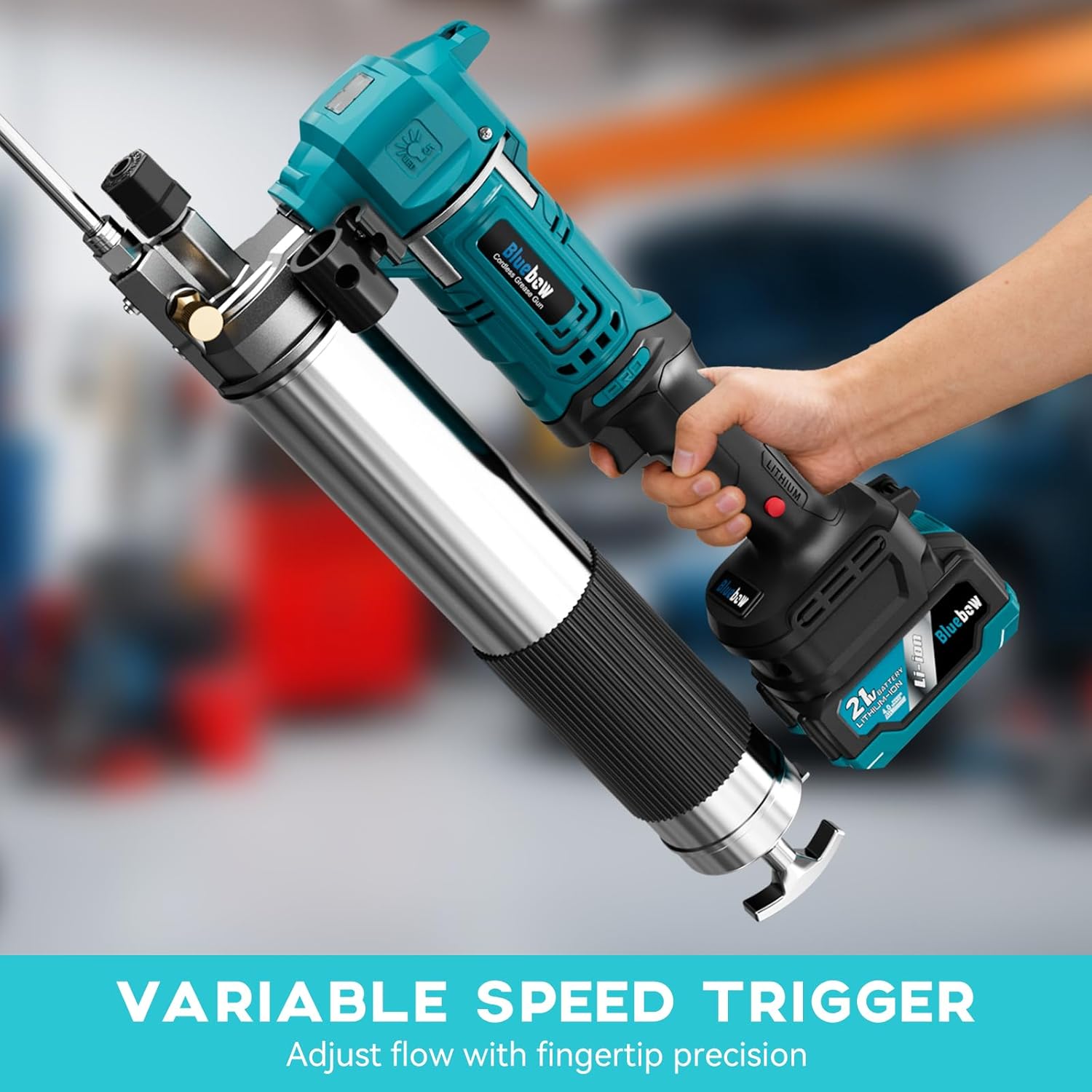 Thumbnail 2 de Bluebow 21V Cordless Electric Grease Gun Kit with 12,000 PSI High Pressure (2x4.0Ah) and 39.4" Hose