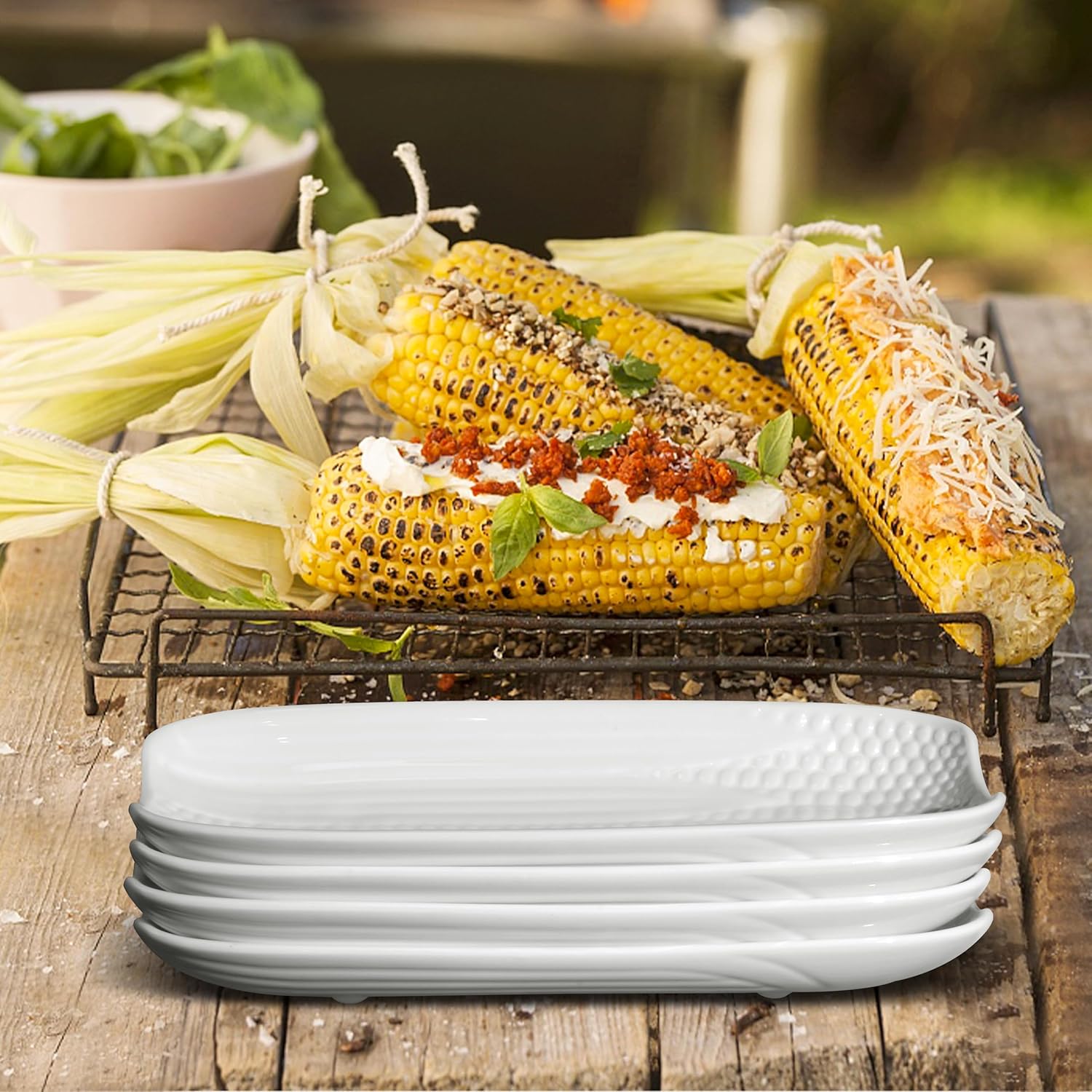 Thumbnail 4 de Cinf Ceramic Corn Cob Holders 8.8" corn dish set 🍽