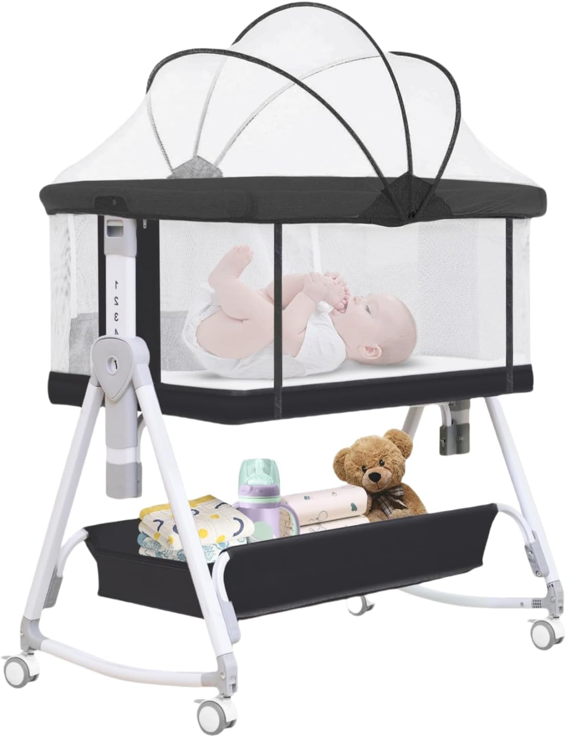 Detalle de Youluzhen YY002 3-in-1 Baby Bassinet with Adjustable Height and Mesh Sides