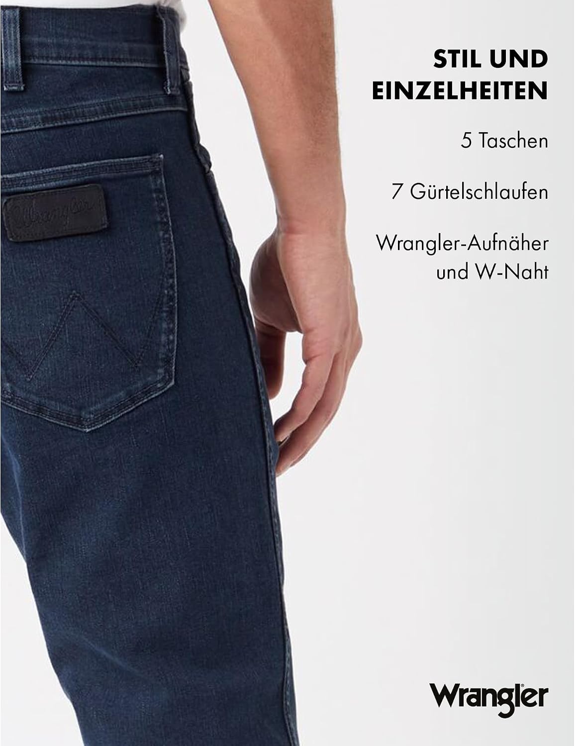 Detalle de Wrangler Herren Jeans Greensboro (Modell 112141197) – Casual, Unterhalb der Taille, Regular/ Straight Fit