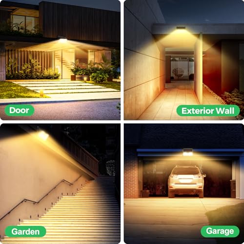 Detalle de Luce Solare LED Esterno OUILA: Faretto LED con Sensore di Movimento 185 LED, IP65, 2 pezzi (Bianco caldo)