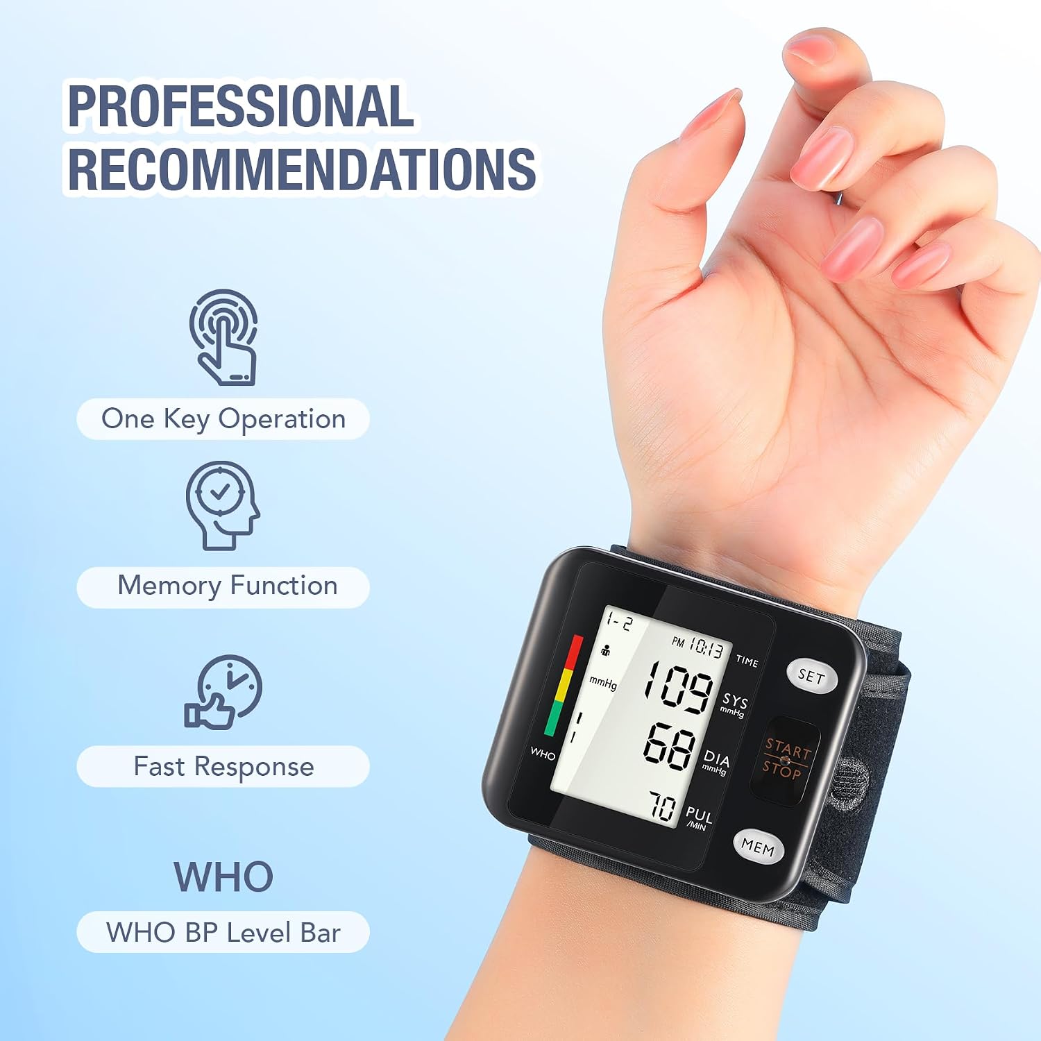 Detalle 2 de ARSIMAI BSX312 Automatic Wrist Blood Pressure Monitor with Backlit LCD