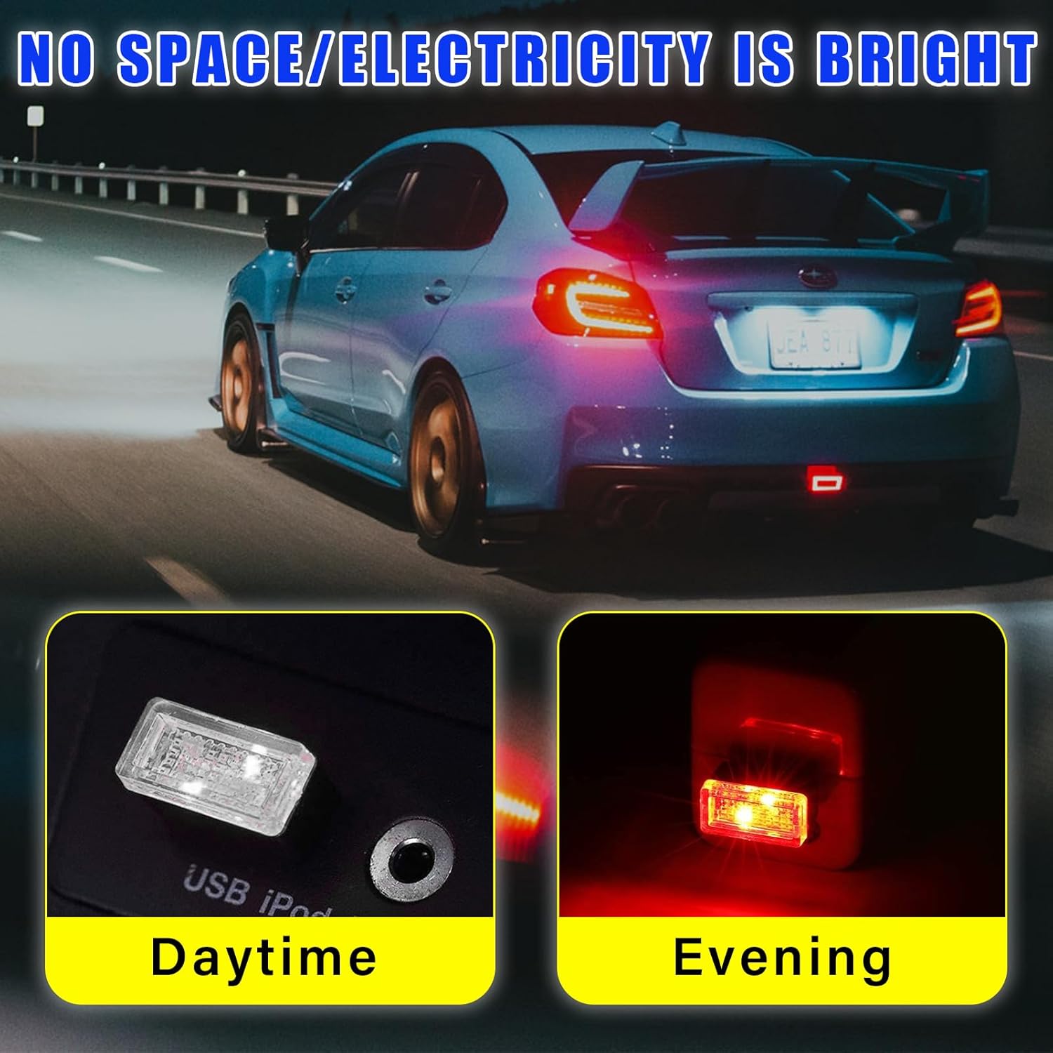 Detalle de Augeny 4 PCS USB LED Car Interior Atmosphere Lamp (Red) — Portable Plug-in Ambient Night Lights