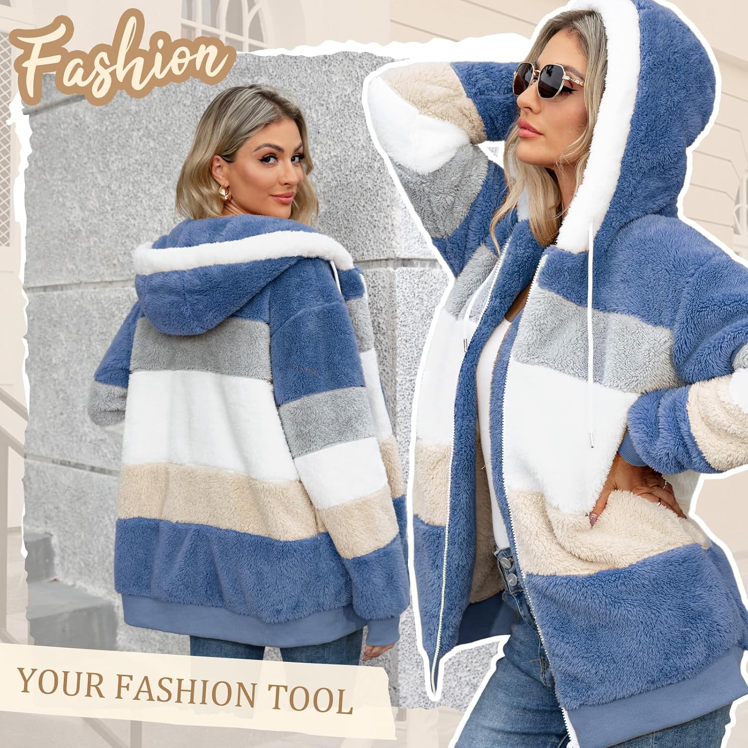 Detalle 1 de CMTOP Felpa Donna con Cappuccio in Pile Teddy