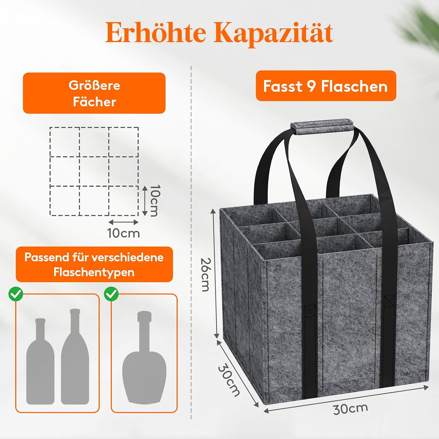 Detalle 2 de Lifewit Flaschentasche 30 x 20 x 26 cm für 9 Flaschen
