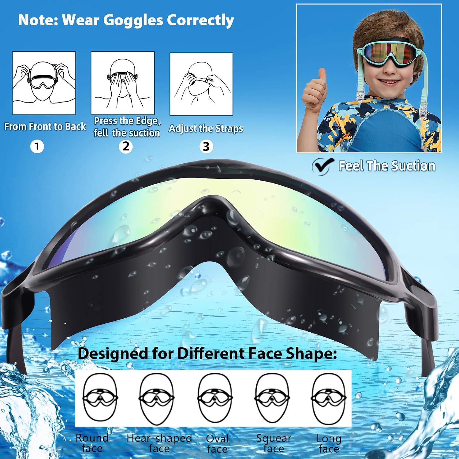 Detalle de Seago Swim Goggles 2 Pack, Anti-Fog UV 3-14