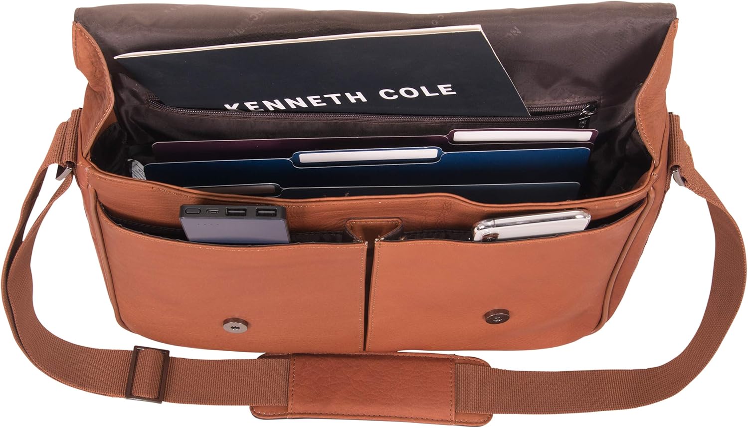 Detalle de Kenneth Cole REACTION Colombian Leather Slim Single Compartment Messenger Bag