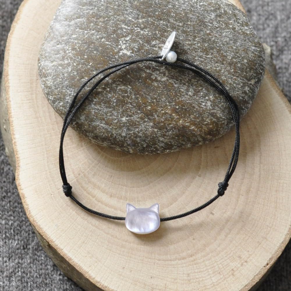 Thumbnail 2 de LES POULETTES BIJOUX Bracciale “Collegamento” con testa di gatto in madreperla