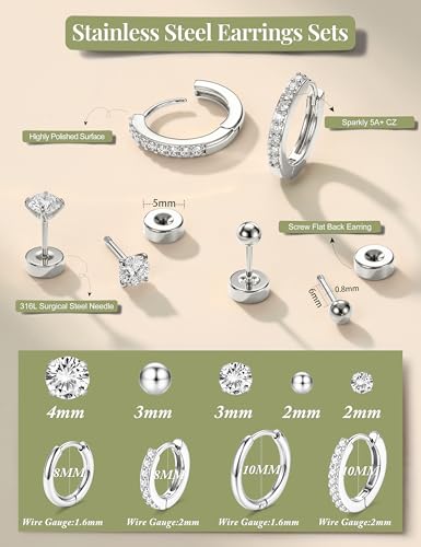 Thumbnail 6 de LOLIAS, 9 pares de pendientes de acero inoxidable en color plata
