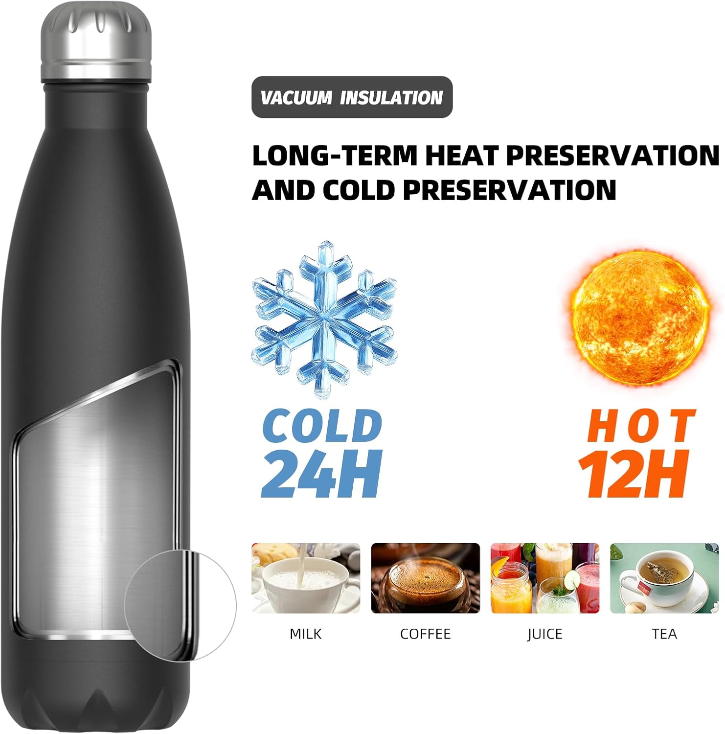 Detalle de WATERSY Stainless Steel Insulated Bottle 500ml 🥤