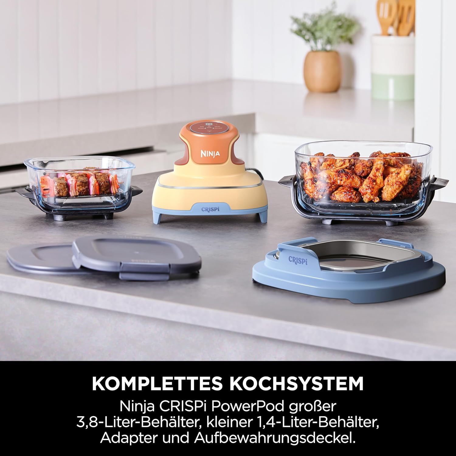 Thumbnail 3 de Ninja CRISPi Tragbare Heißluftfritteuse 3,8 l & 1,4 l – 4-in-1, Mango-Wolken FN101EUORPR