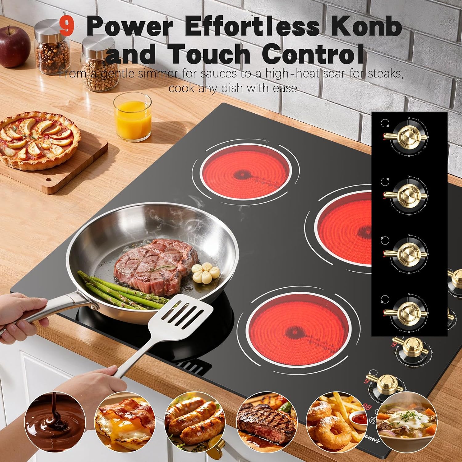 Detalle 2 de Disaenvir DSC-D460100 24-Inch Electric Cooktop, 4 Burners, 9 Power Levels