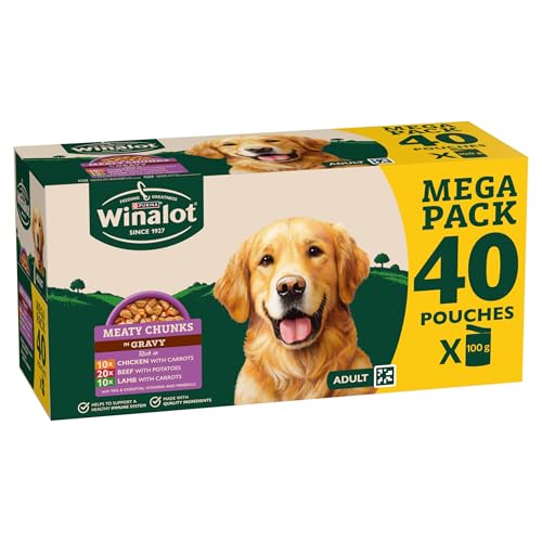 Detalle de WINALOT Meaty Chunks Mixed in Gravy Wet Dog Food 40x100g