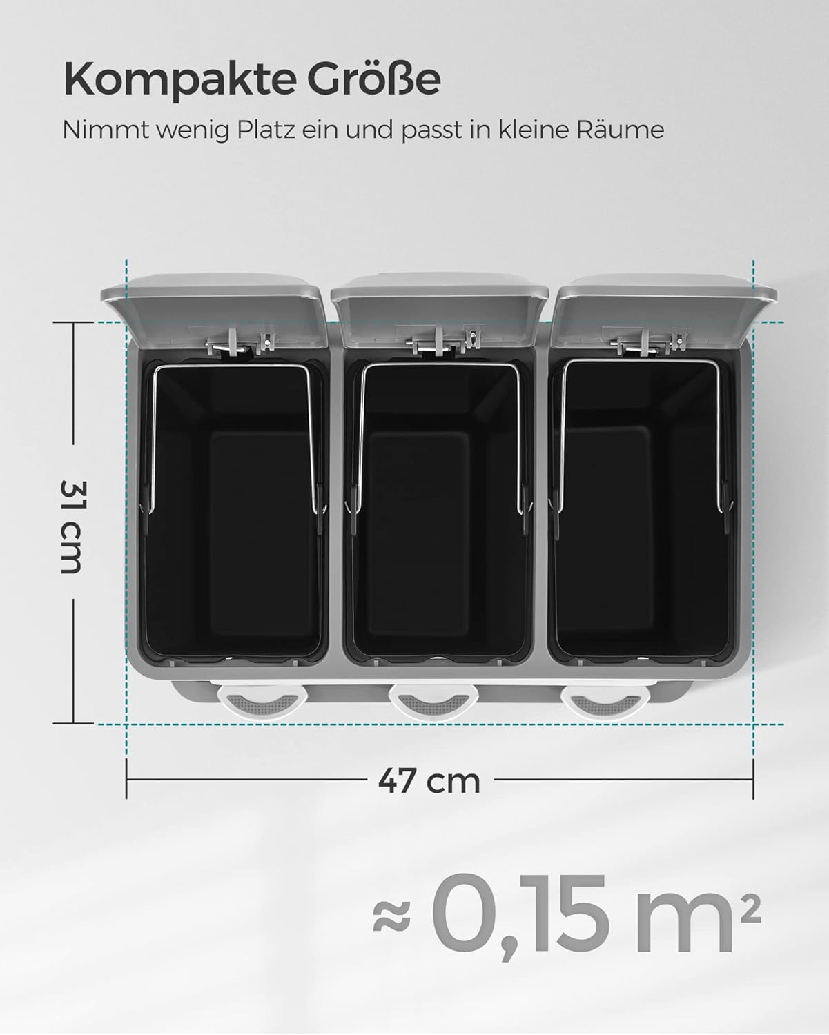 Detalle 2 de SONGMICS Küchen-Mülltrennsystem 3x8 L