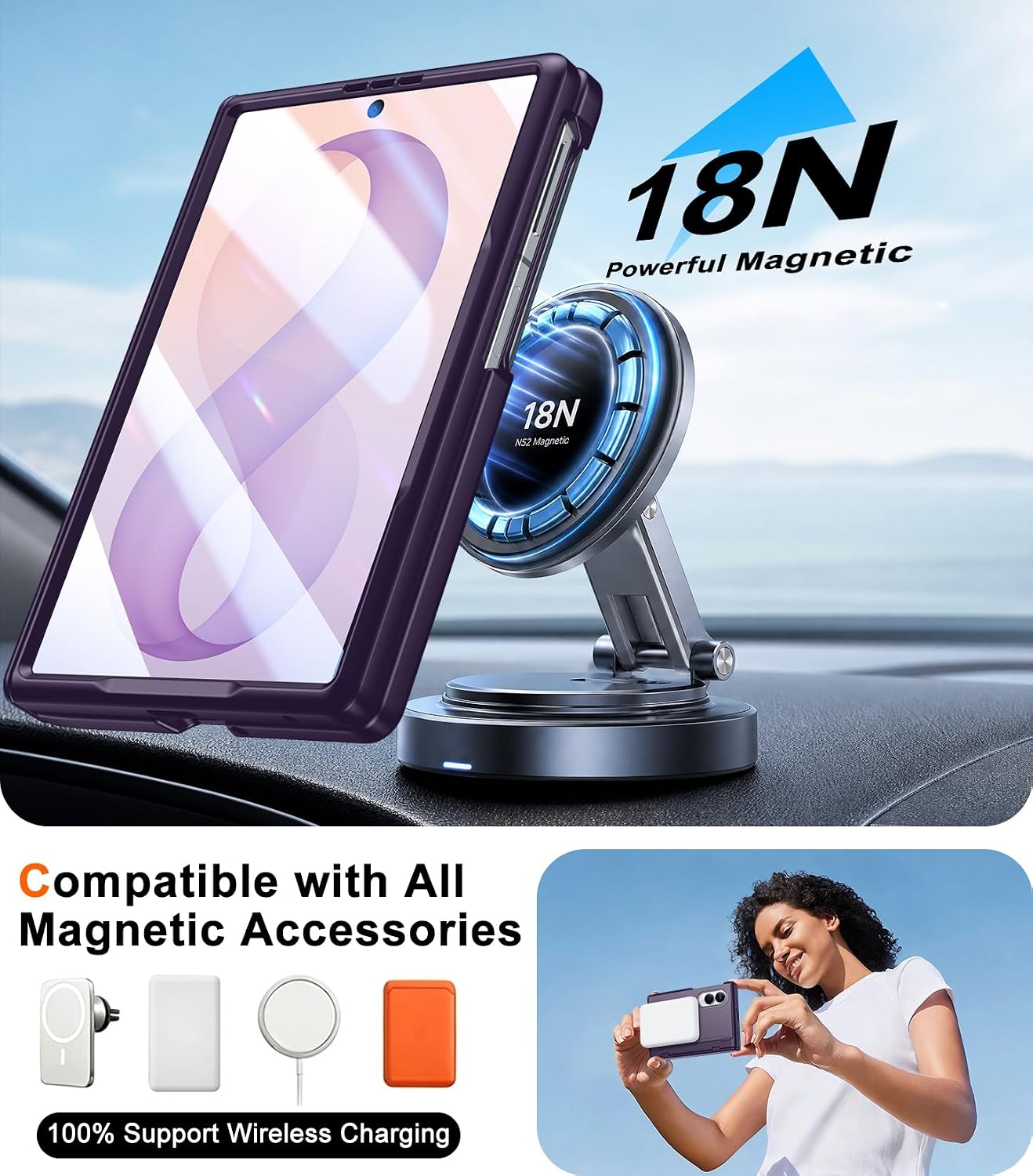 Detalle 1 de SPIDERCASE Galaxy Z Fold 8 Case, Purple TPU with Kickstand and Hinge Protection