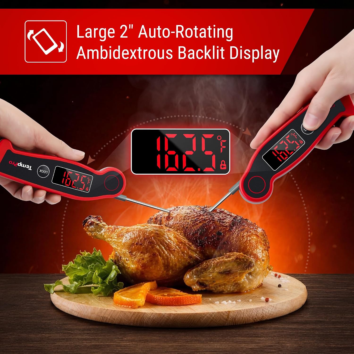 Detalle 2 de TempPro TempSwift ELITE TP-19 Digital Meat Thermometer, Waterproof, 180° Display