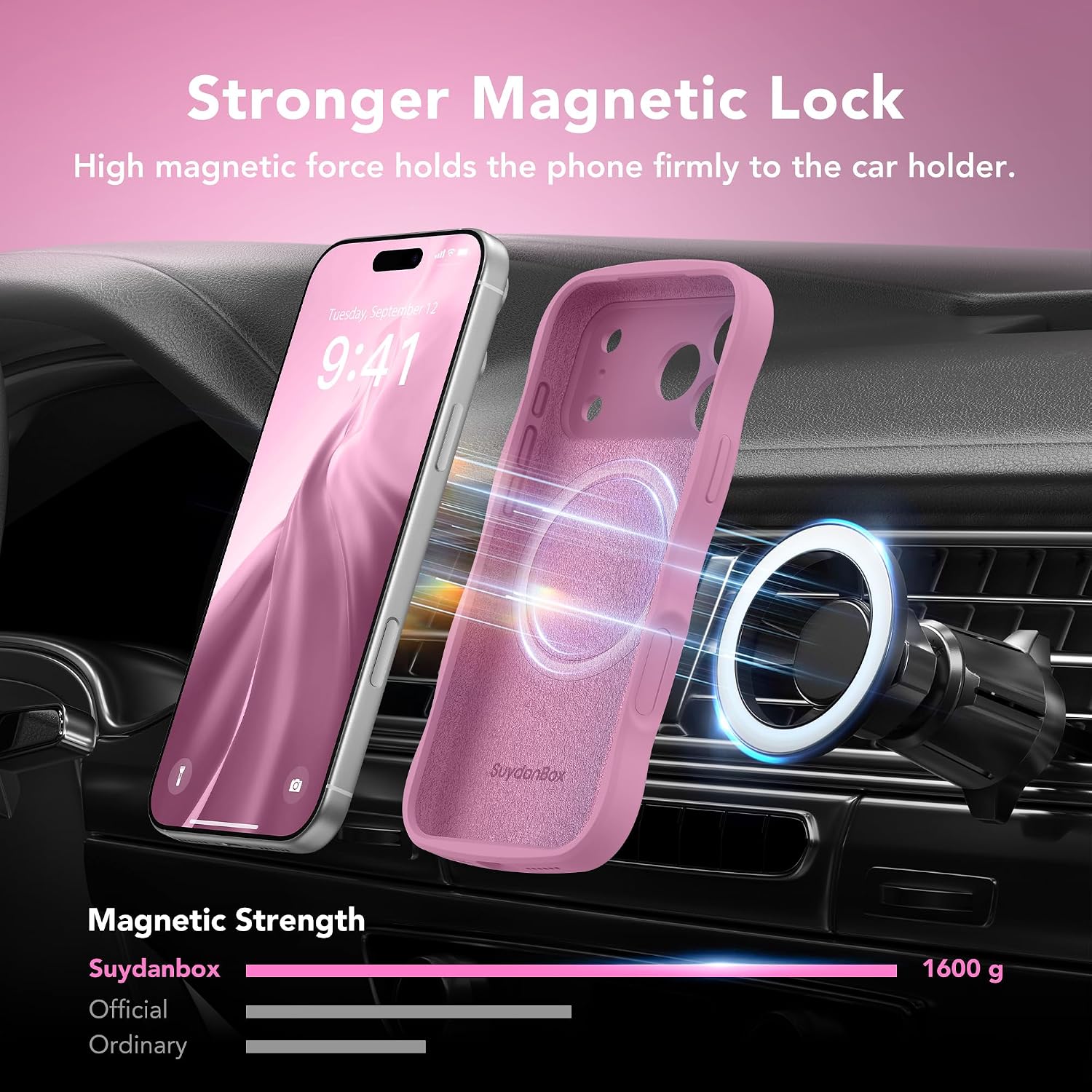 Detalle de SuydanBox Magnetic for iPhone 17 Pro Case — Full Camera Protection, MagSafe Compatible in Blackcurrant