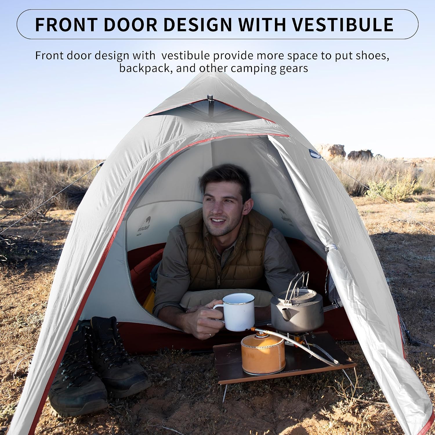 Detalle 2 de Naturehike Cloud up Pro/Base/UL Zelt 1 Person – Leichtes Kuppelzelt für Outdoor-Reisen