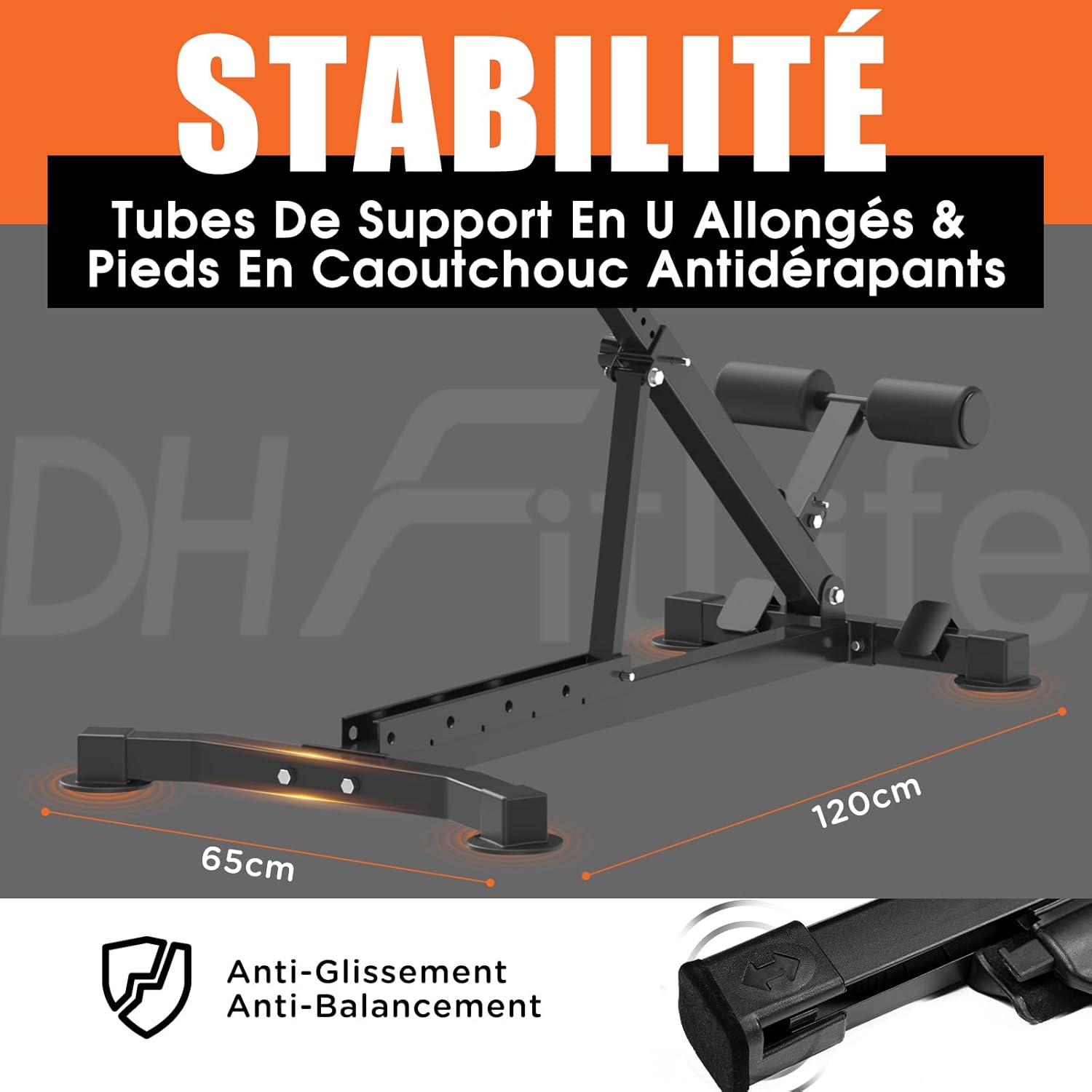 Detalle 2 de DH FitLife Chaise romaine 5-en-1 pliable pour hyperextensions, dips et abdominaux (jusqu’à 150 kg)