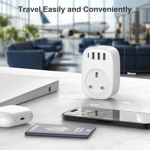 Thumbnail 7 de Tusreda UK to EU Plug Adaptor (Type E/F) with USB-C and USB-A Ports
