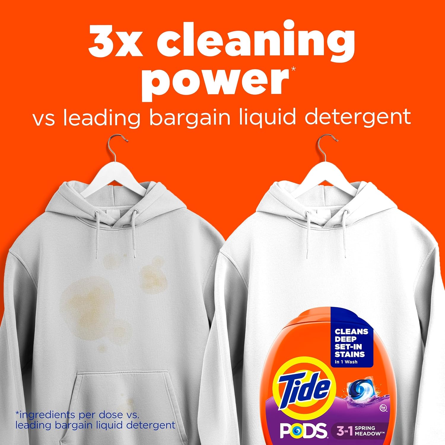 Detalle 2 de Tide PODS Laundry Detergent Pacs, 3-in-1 Stain Remover, Odor Fighter & Color Protector, Spring Meadow Scent, 112 Count