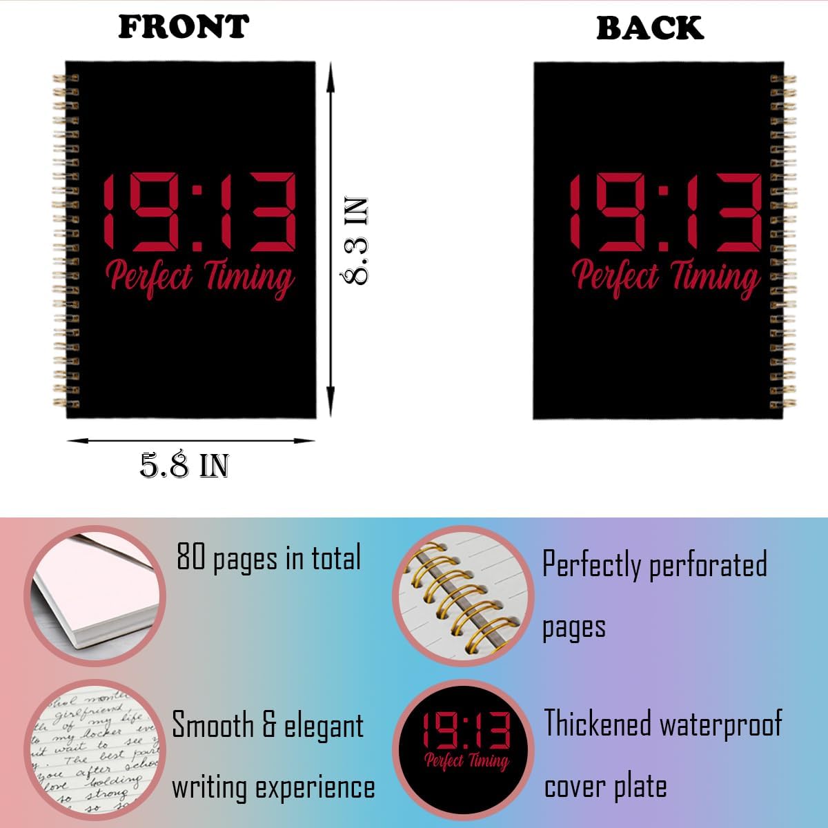 Thumbnail 6 de LONGXIN DST 1913 Spiral Notebook, 80-Page Lined Journal for School and Work