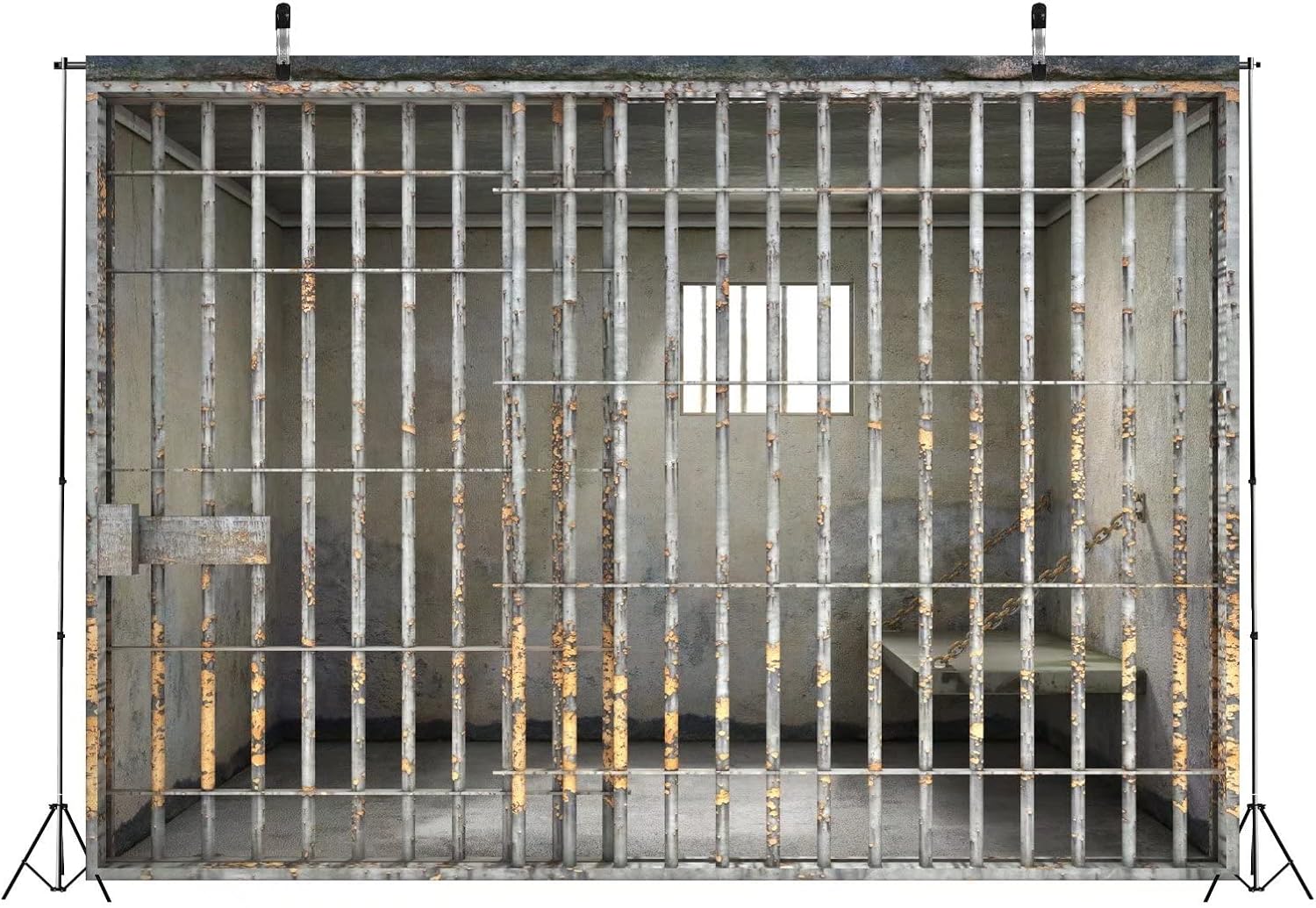 Detalle de BELECO 1.5 x 1m Fabric Prison Bars Backdrop (Jail/Mugshot crime theme photo background)